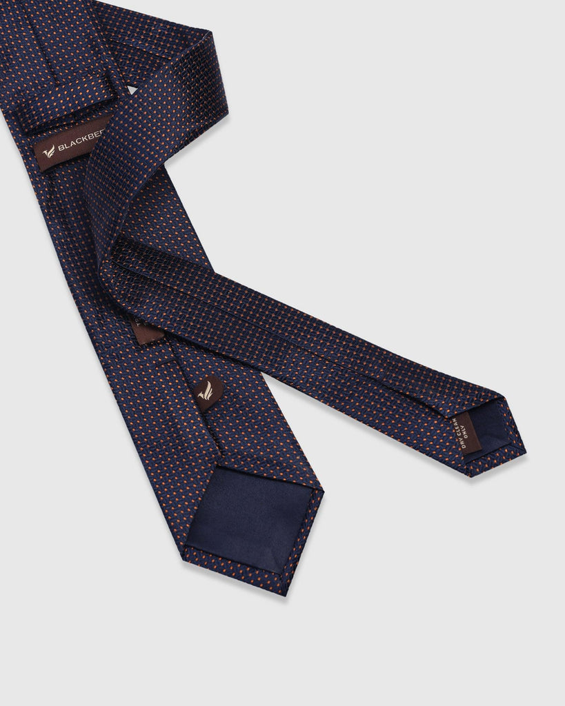 Silk Dark Navy Printed Tie - Viviana