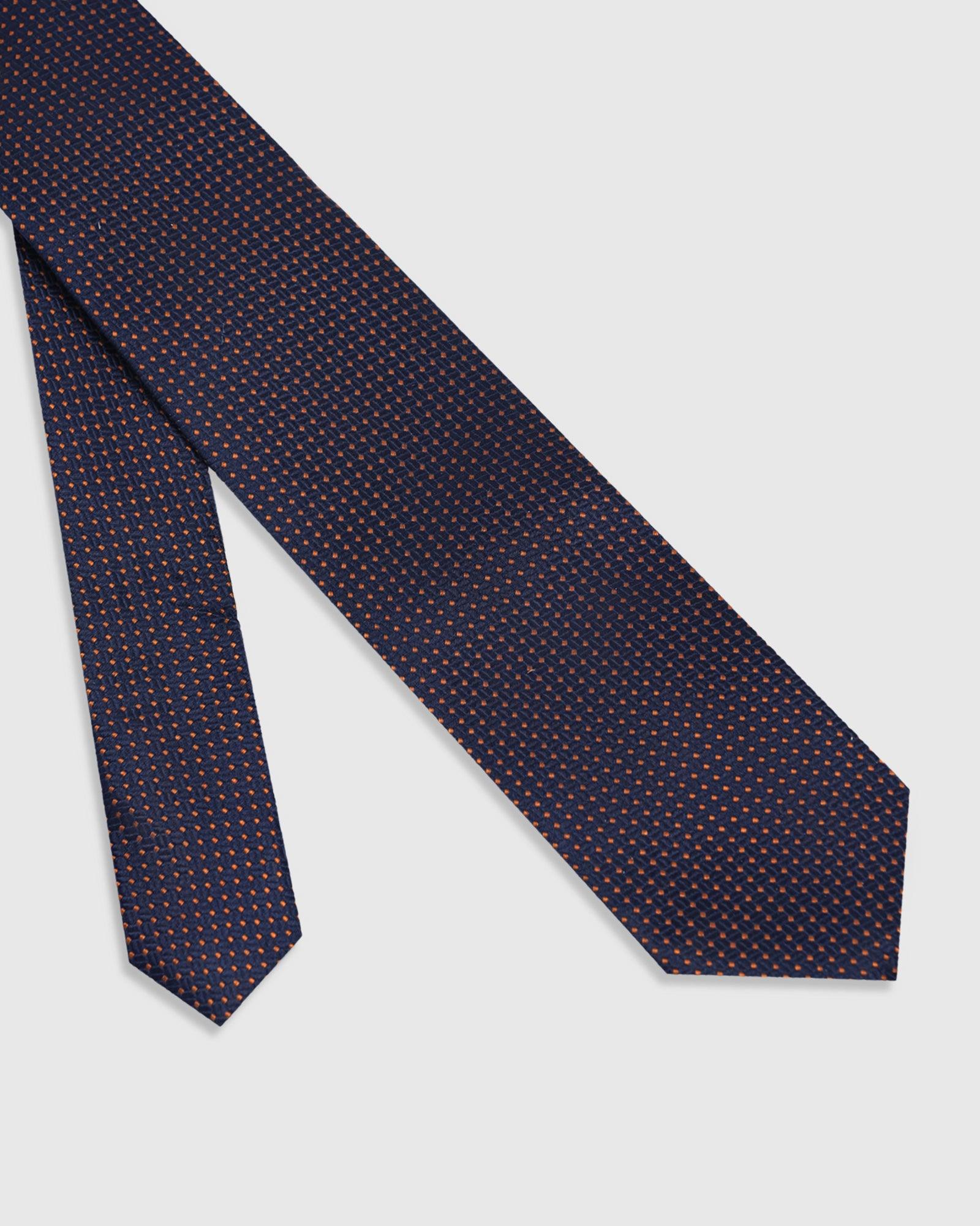 Silk Dark Navy Printed Tie - Viviana