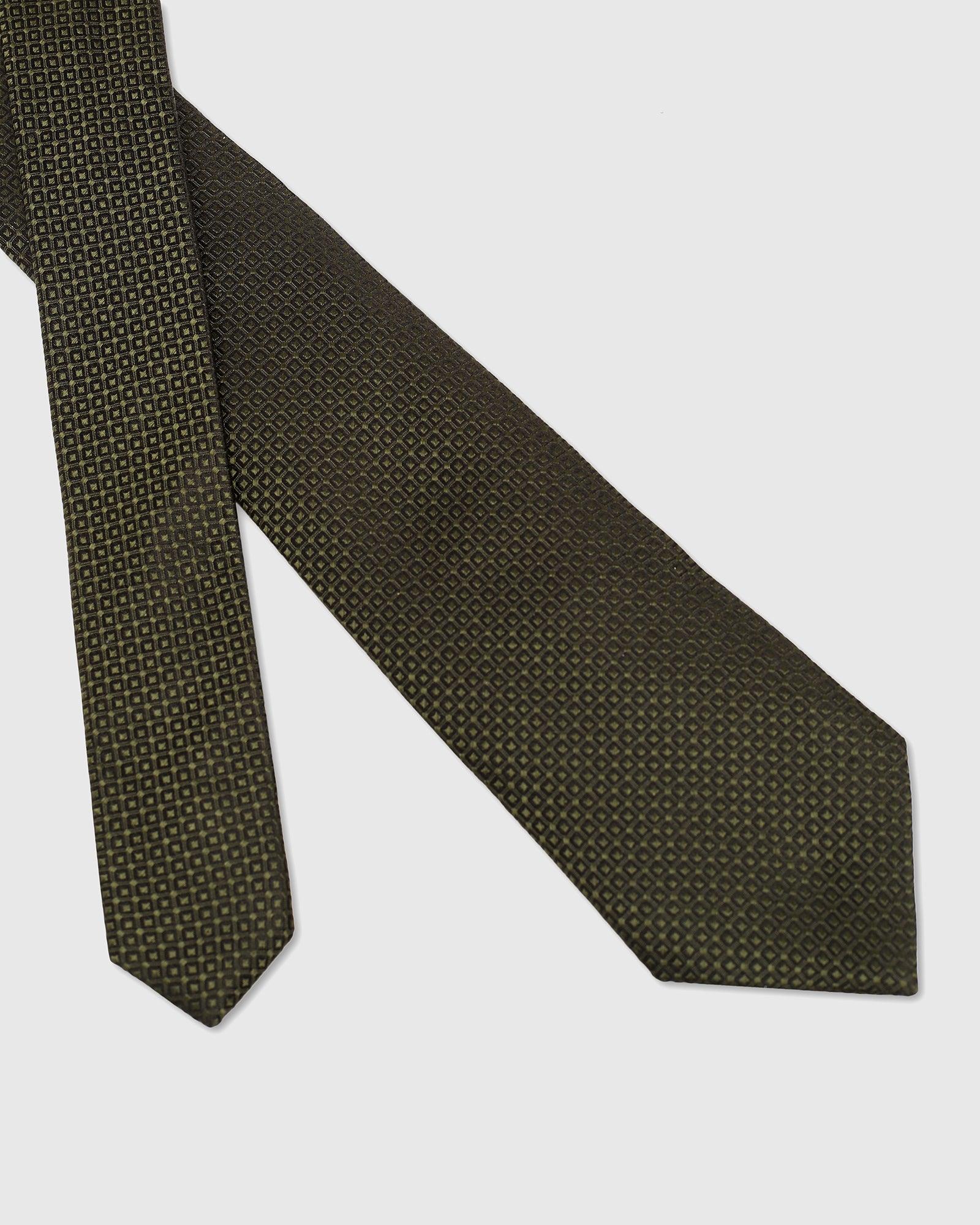Silk Dark Olive Jacquard Tie - Uakari
