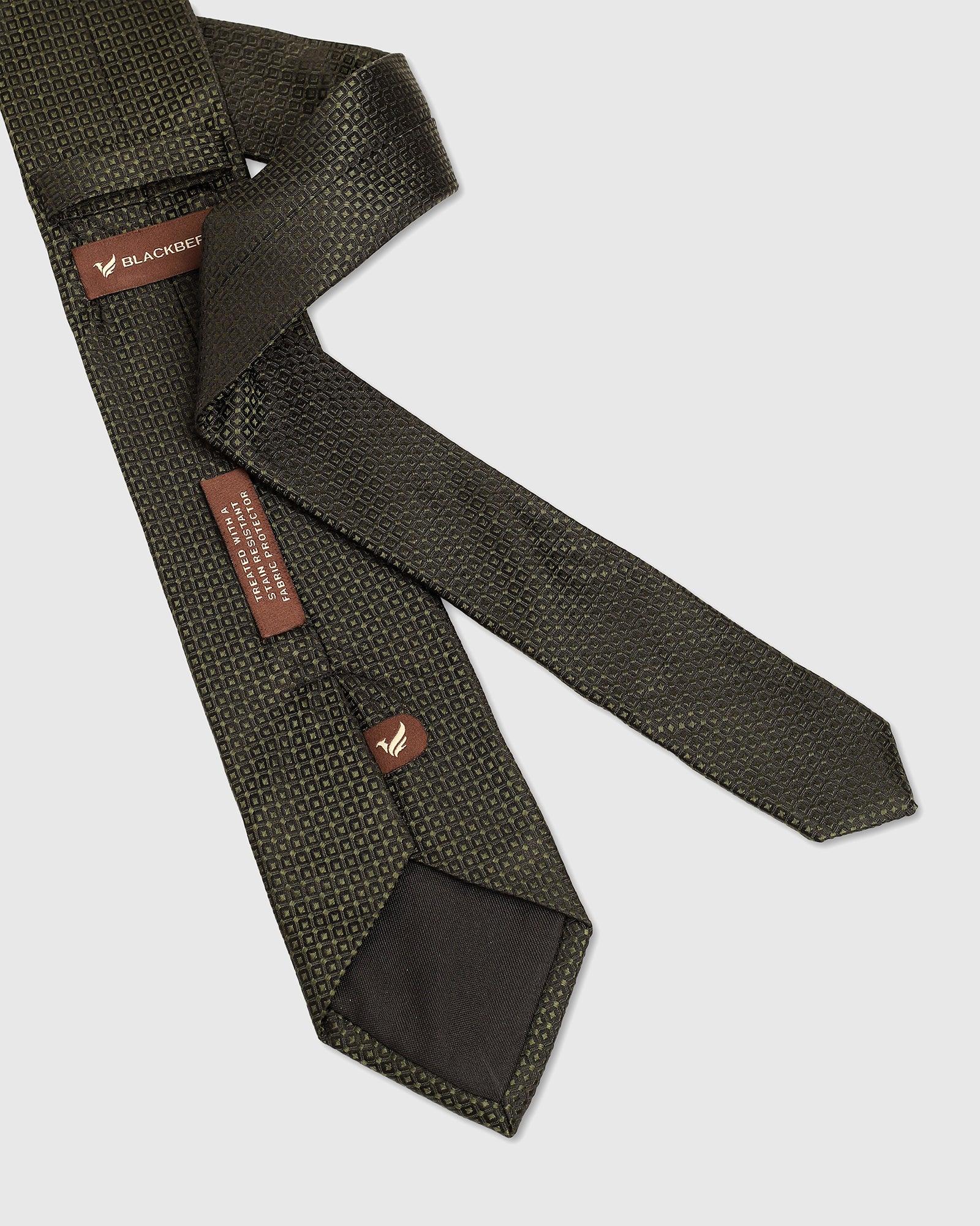 Silk Dark Olive Printed Tie - Uakari
