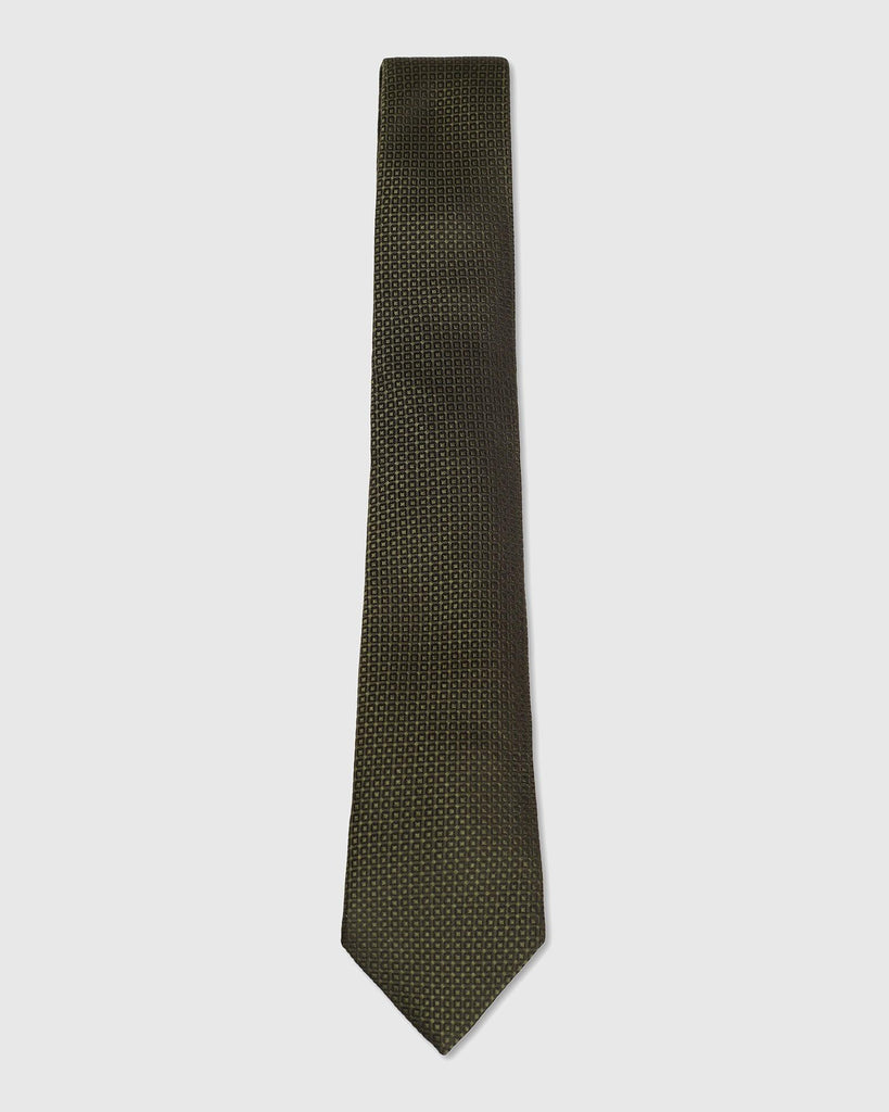 Silk Dark Olive Printed Tie - Uakari