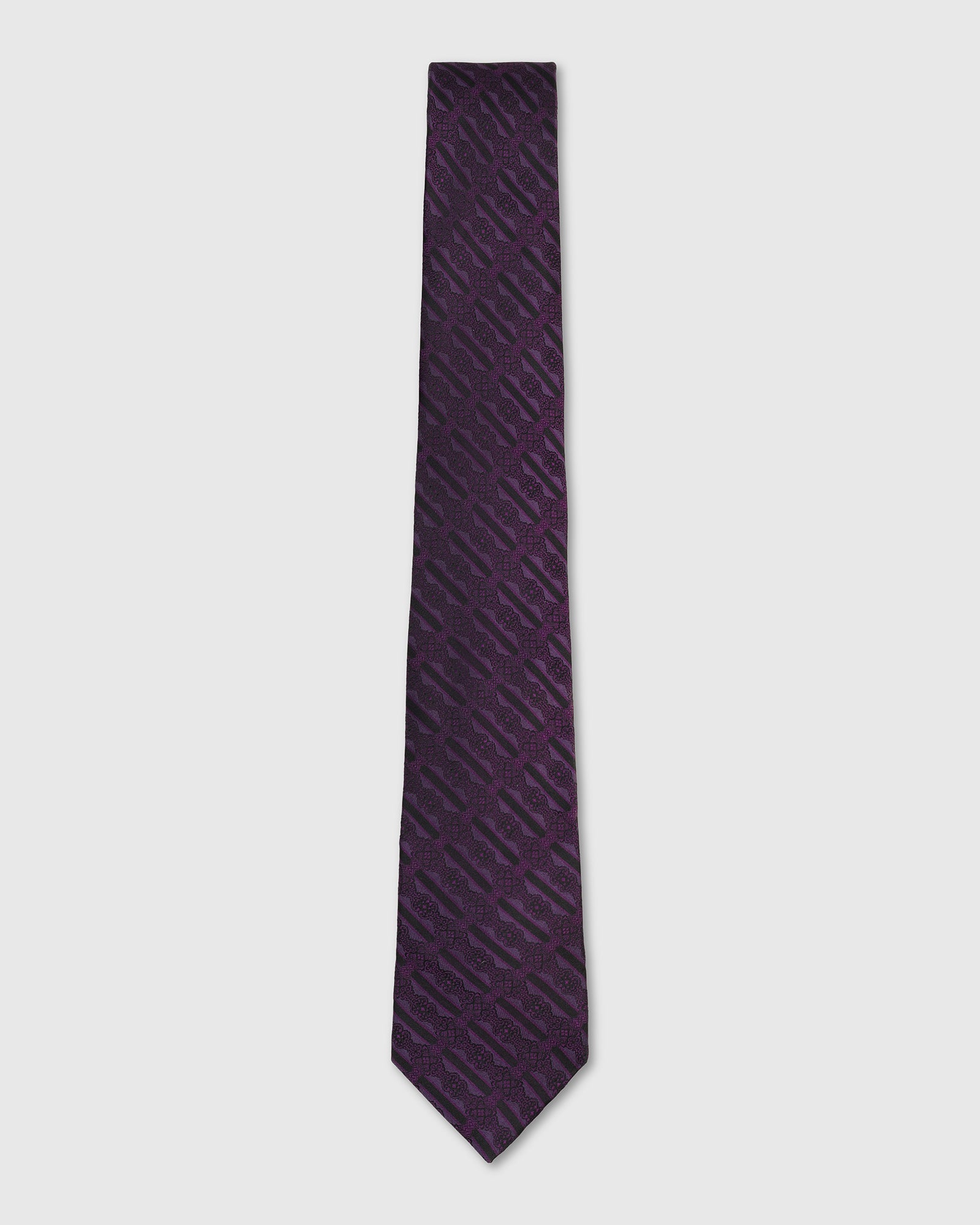 Silk Dark Purple Jacquard Tie - Vidal