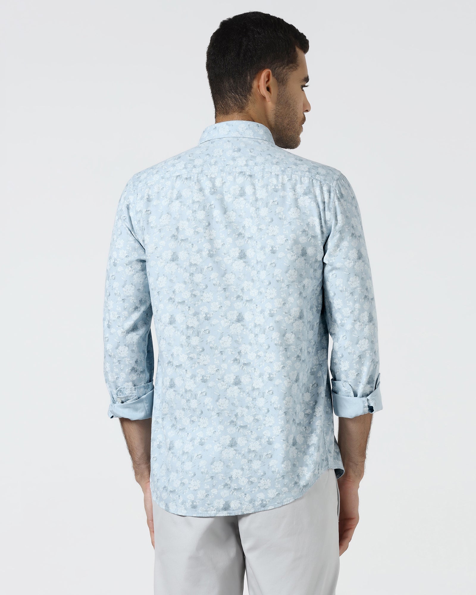 Sky Blue Printed Shirt - Rasol
