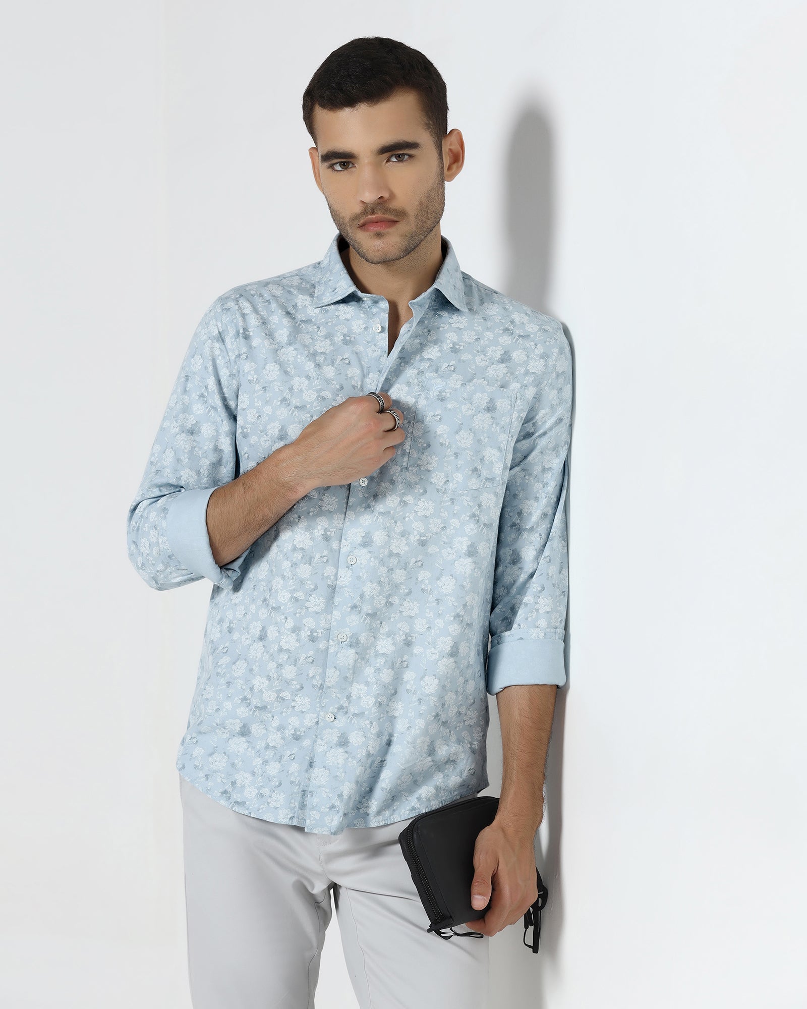 Sky Blue Printed Shirt - Rasol