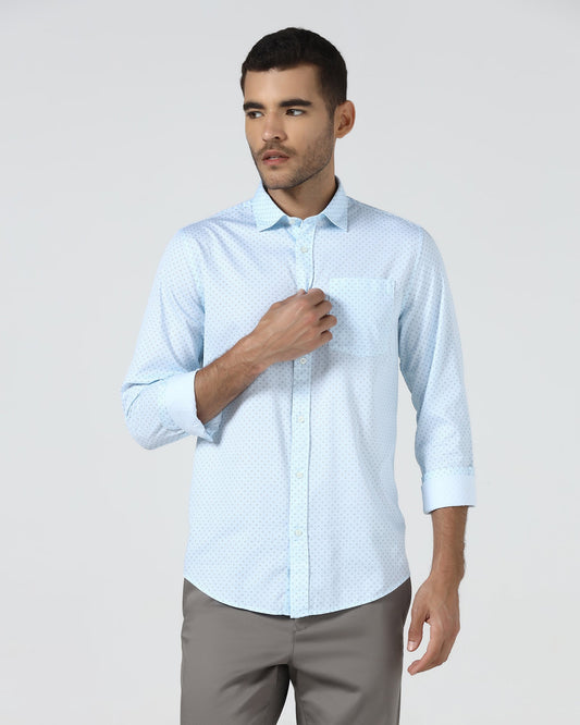 Sky Blue Printed Shirt - Sarol