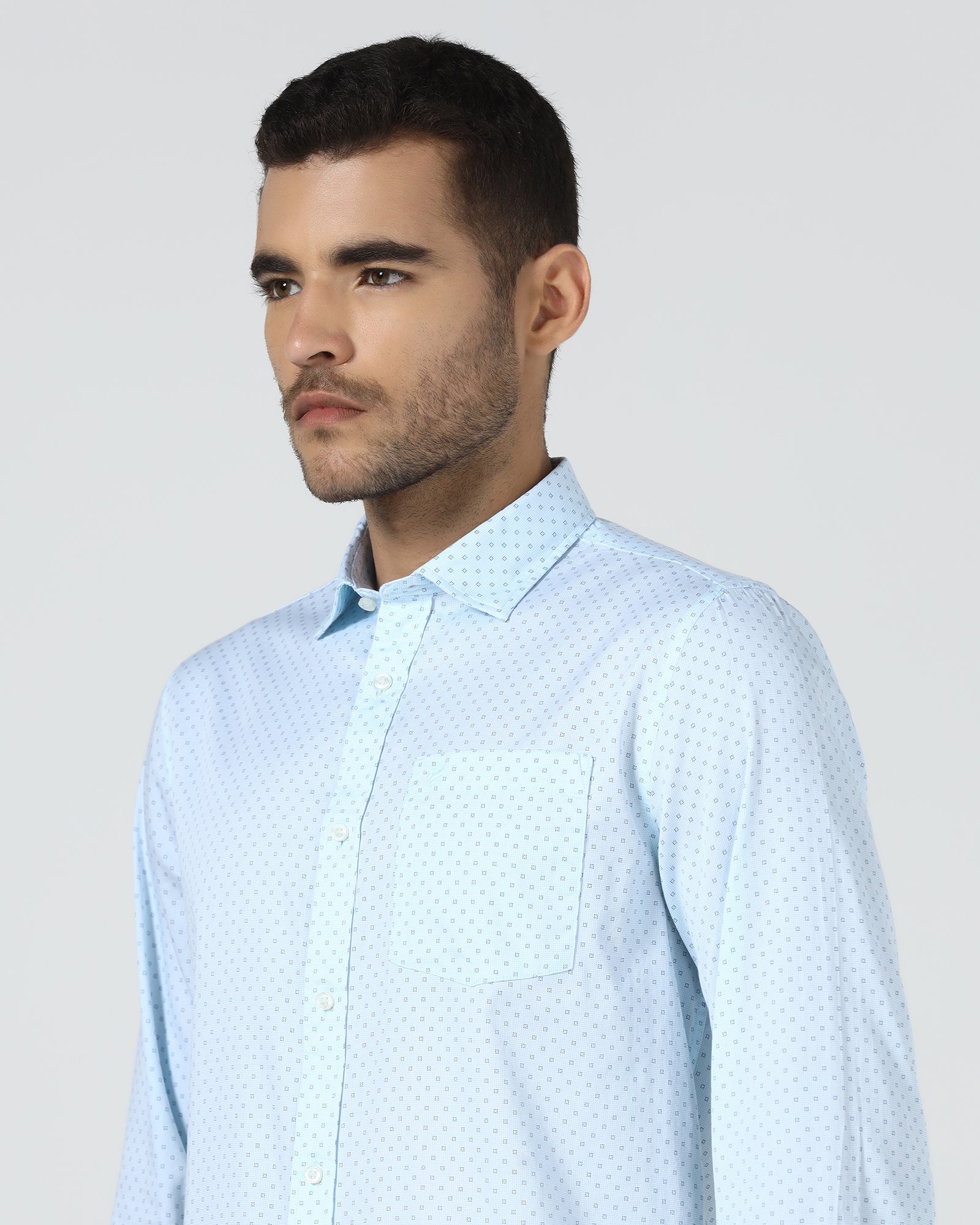 Sky Blue Printed Shirt - Sarol