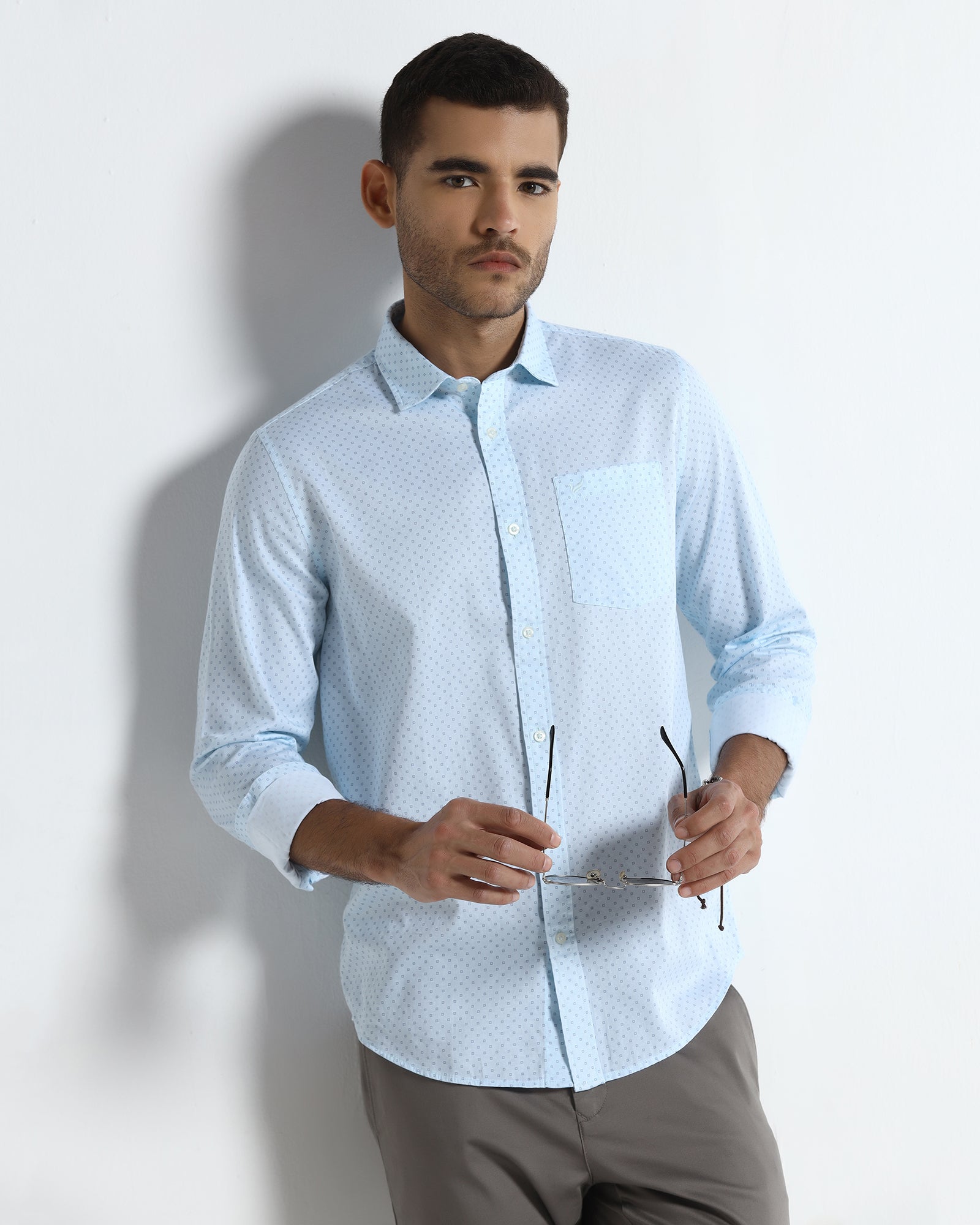 Sky Blue Printed Shirt - Sarol