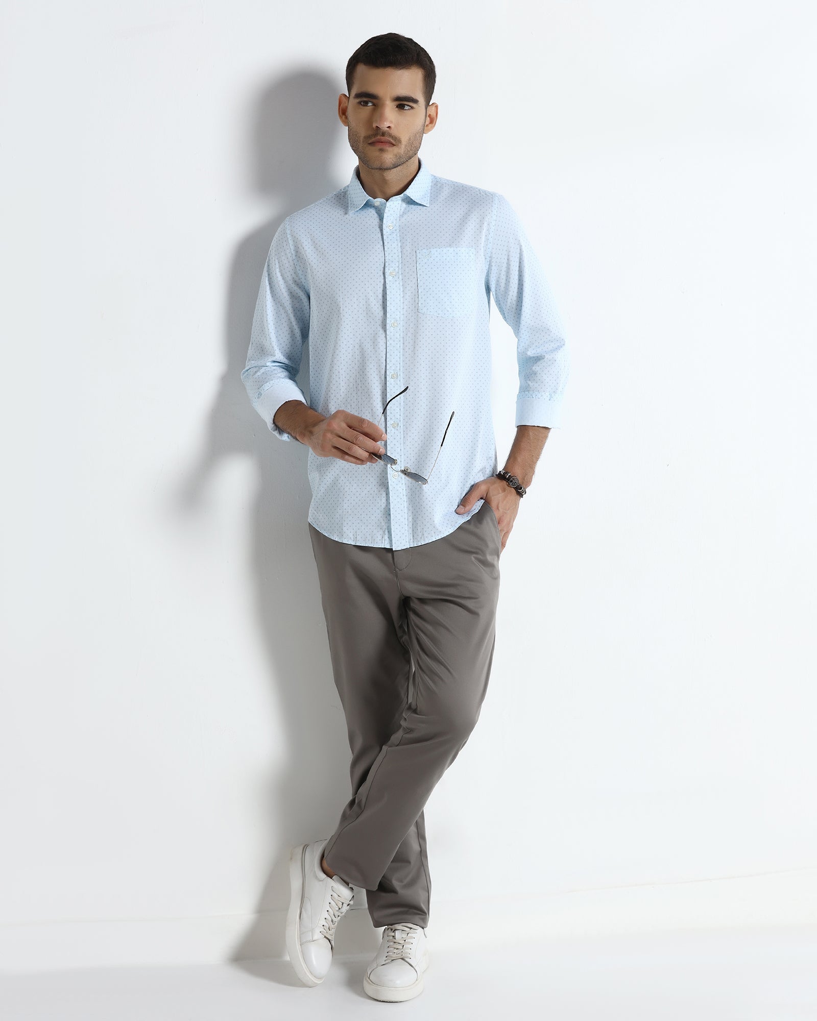Sky Blue Printed Shirt - Sarol
