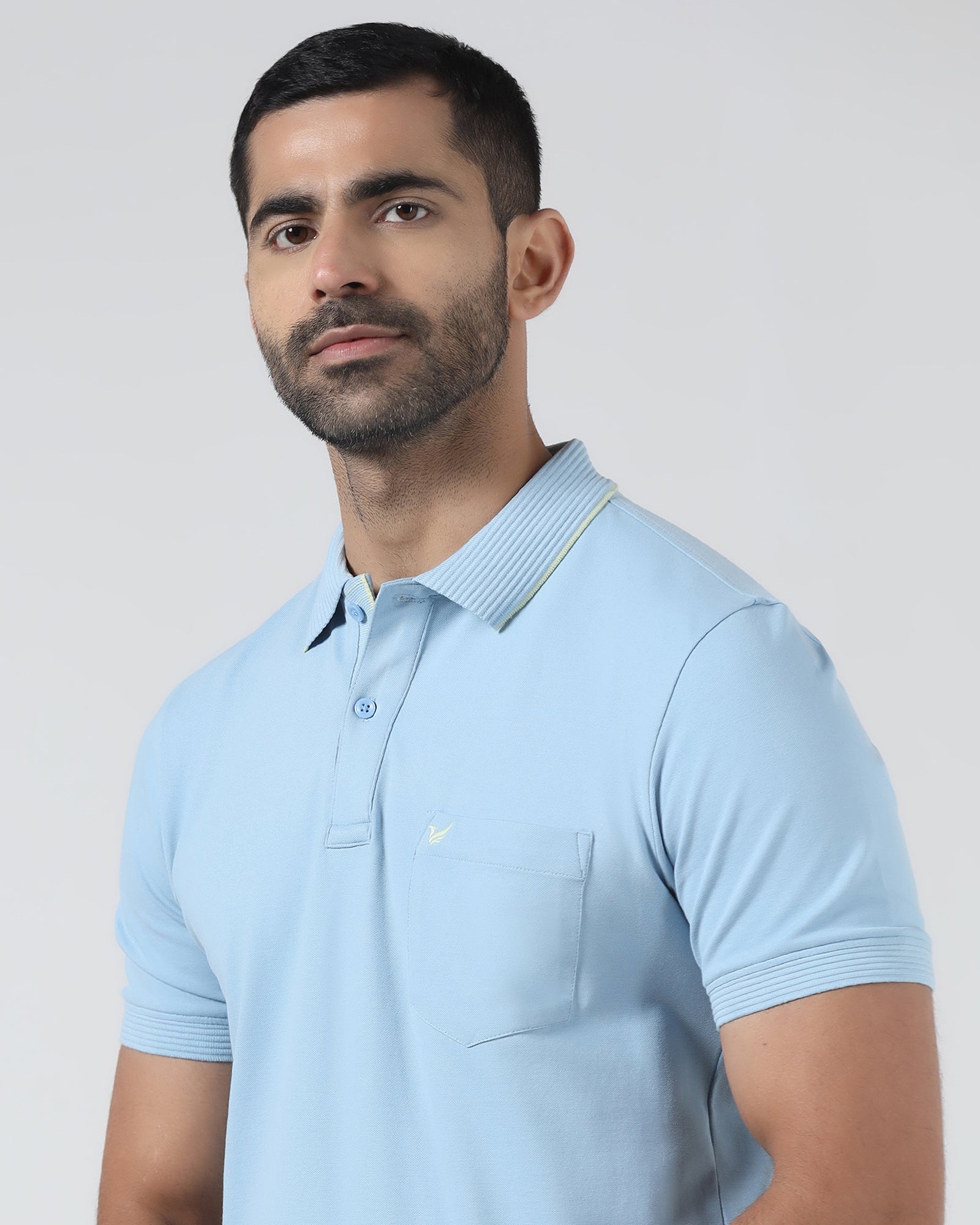 Sky Blue Solid Polo - Aesun