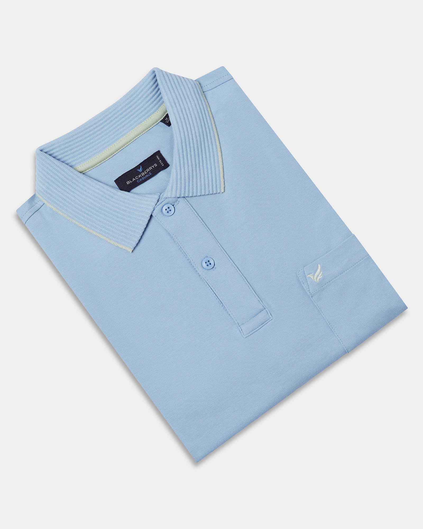 Sky Blue Solid Polo - Aesun