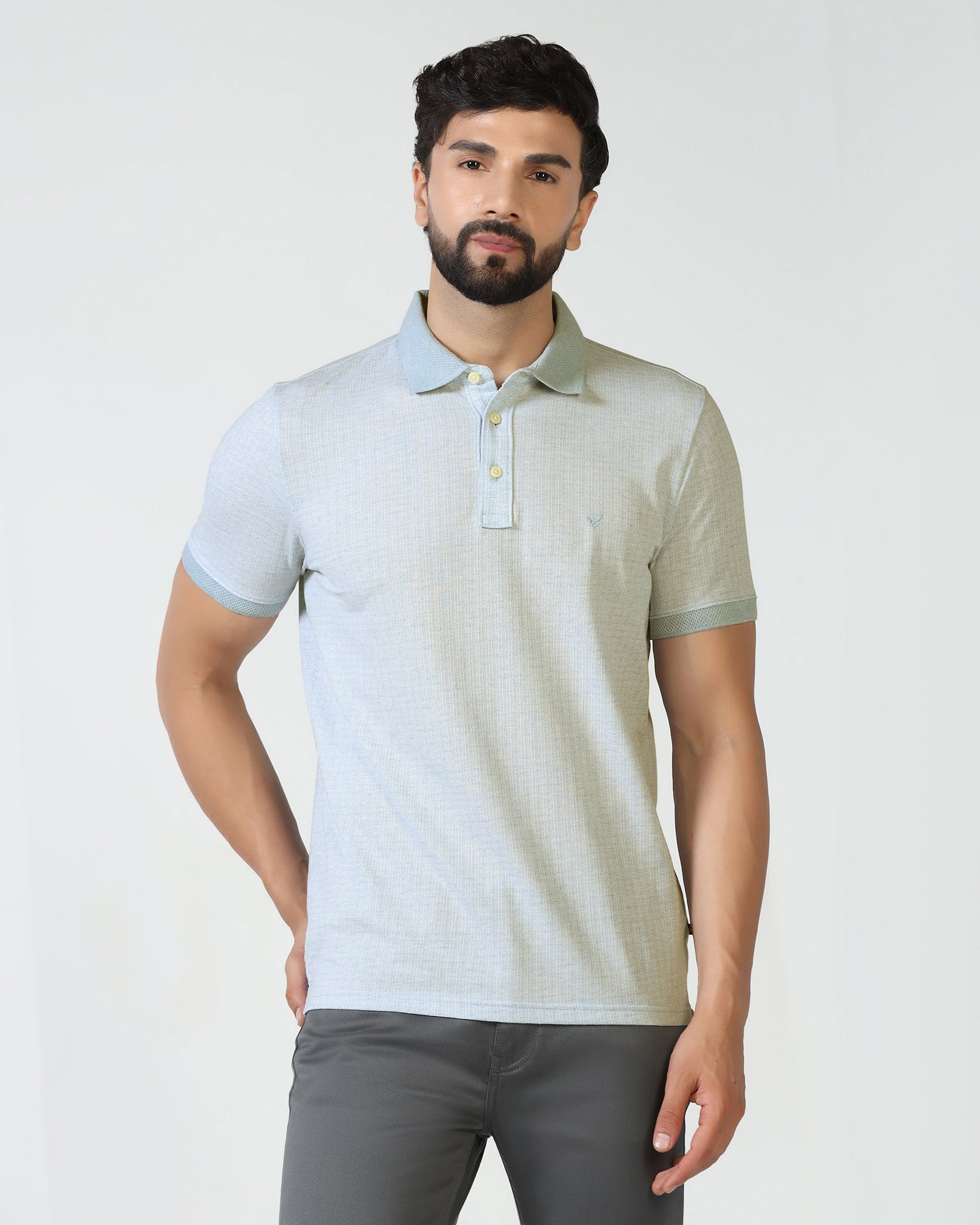Sky Blue Textured Polo - Shepred
