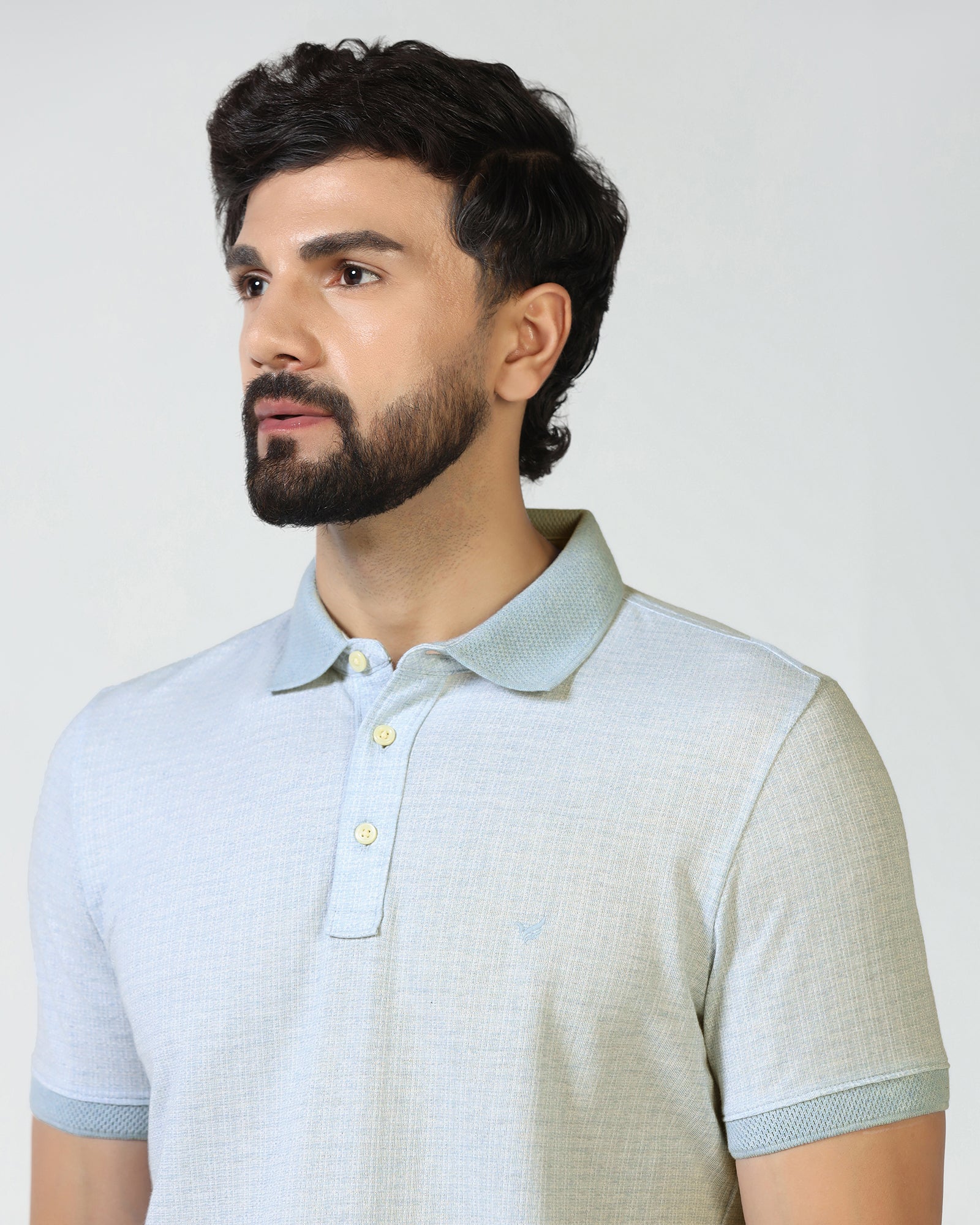 Sky Blue Textured Polo - Shepred