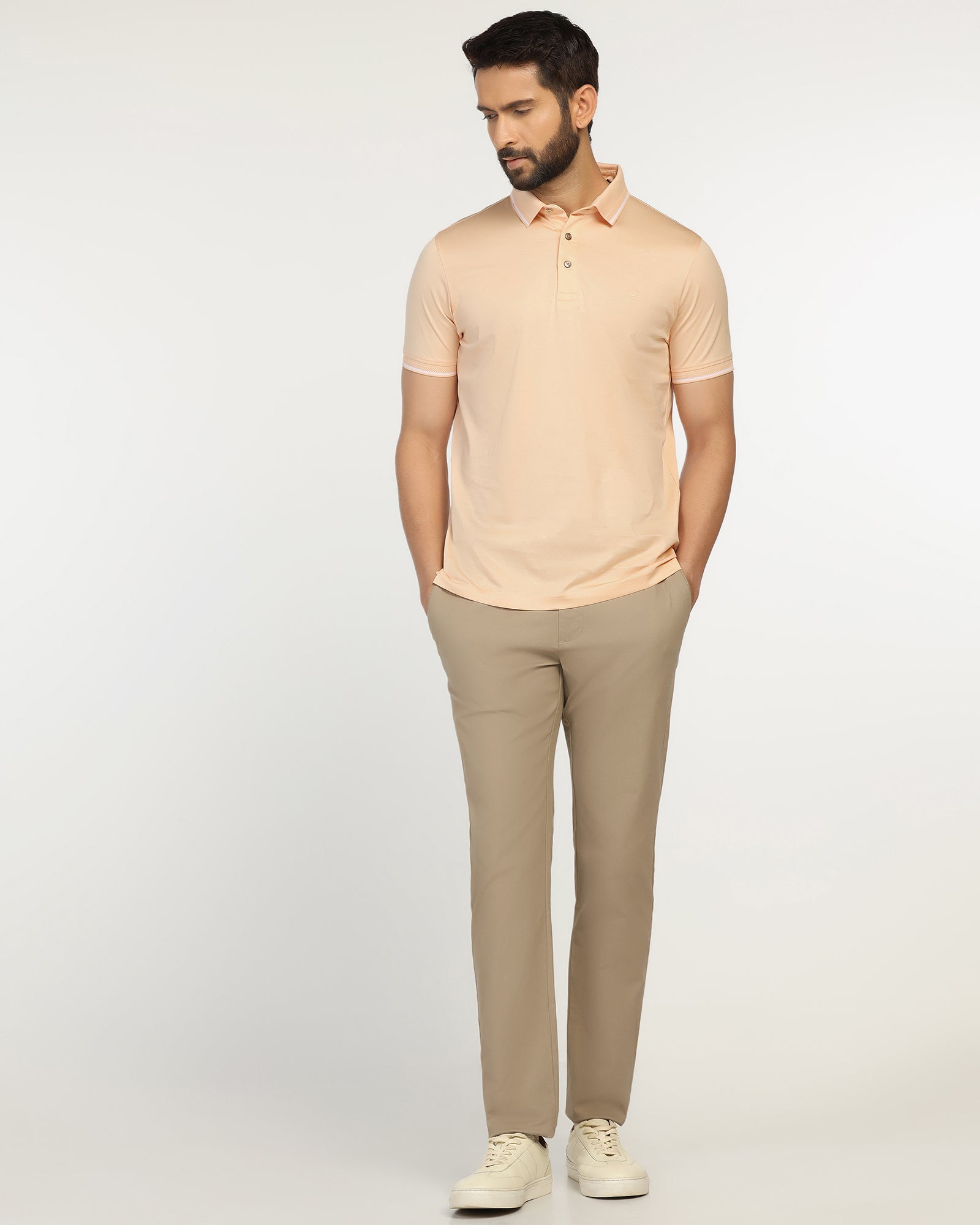 Slim Comfort B-95 Casual Brown Textured Khakis - Kary