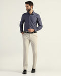 Slim Comfort B-95 Formal Beige Textured Trouser - Hilton