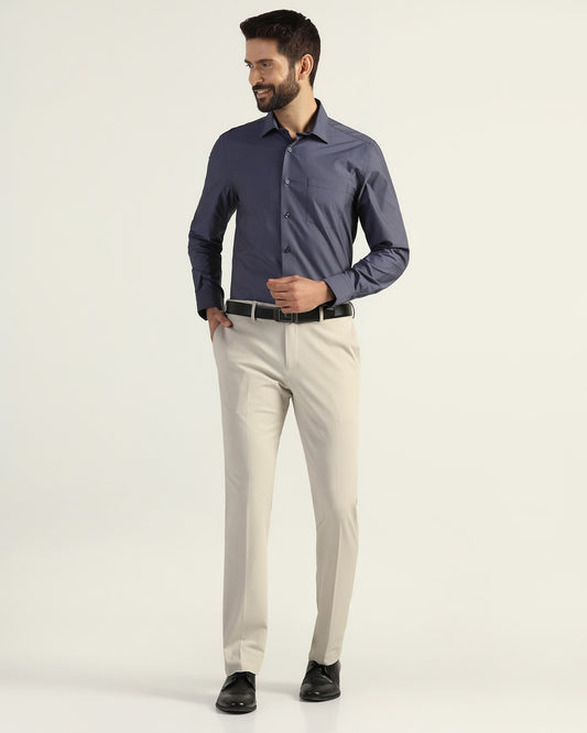 Slim Comfort B-95 Formal Beige Textured Trouser - Hilton