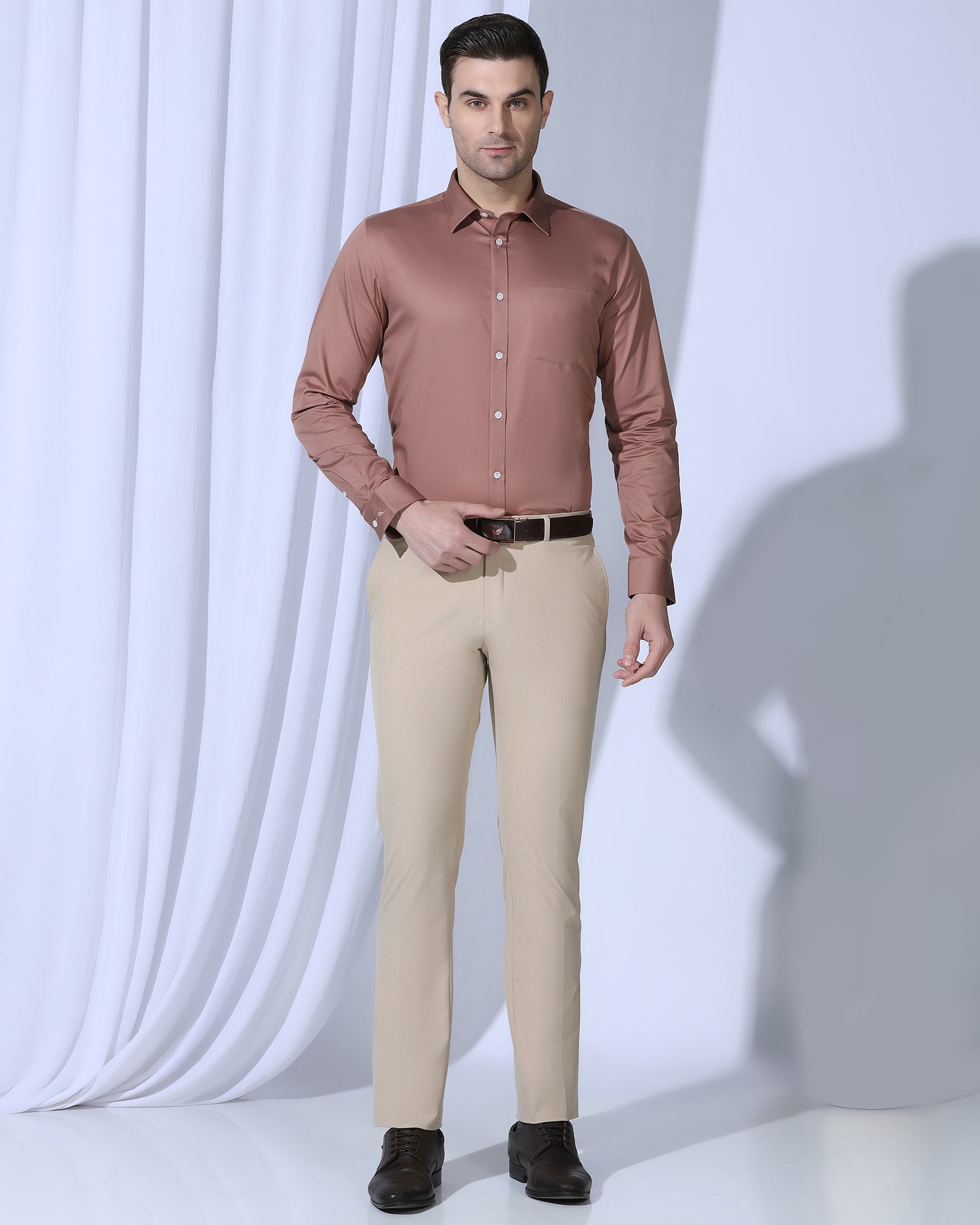 Slim Comfort B-95 Formal Beige Textured Trouser - June