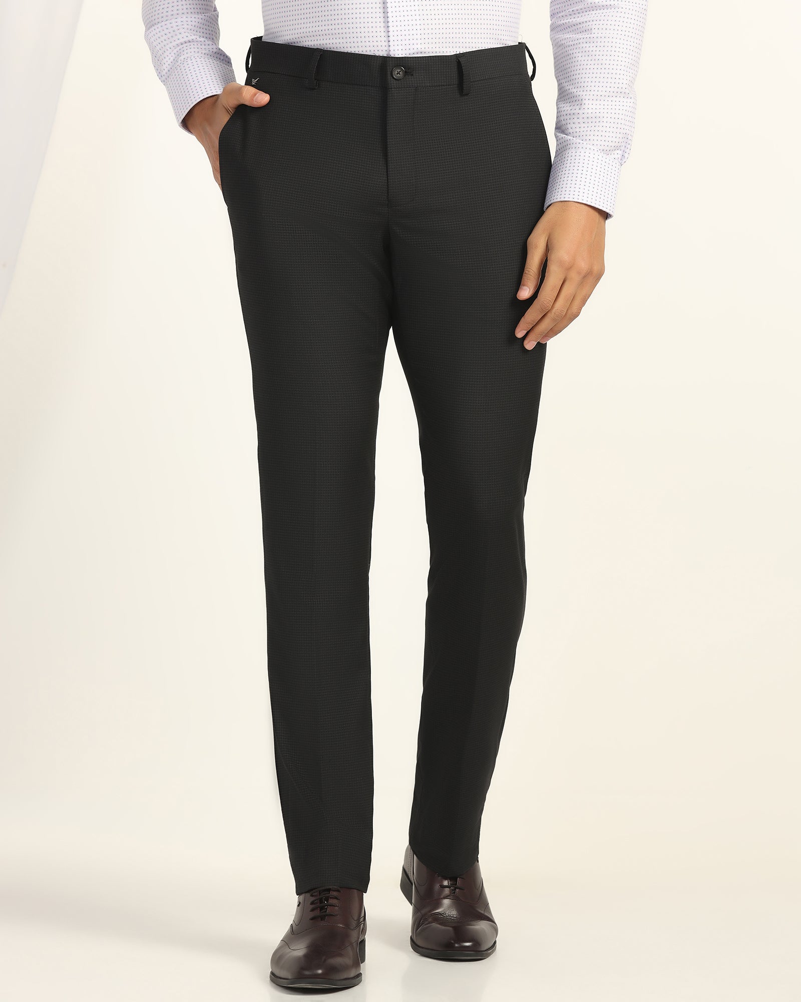 Slim Comfort B-95 Formal Black Check Trouser - Windsor
