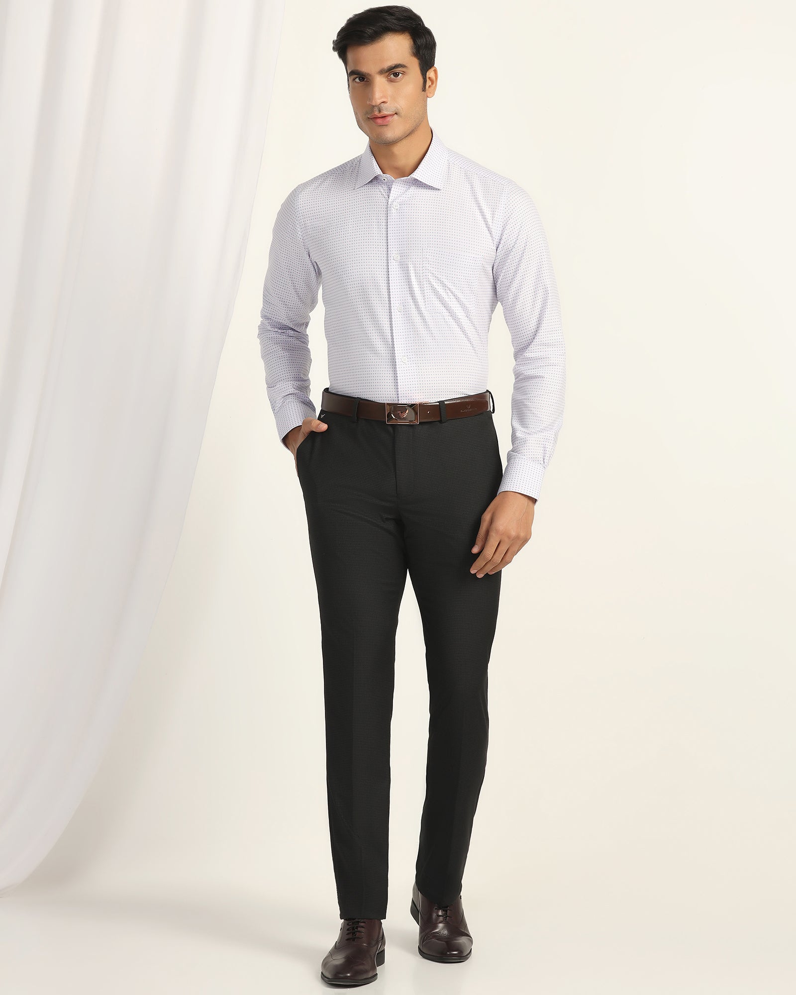 Slim Comfort B-95 Formal Black Check Trouser - Windsor