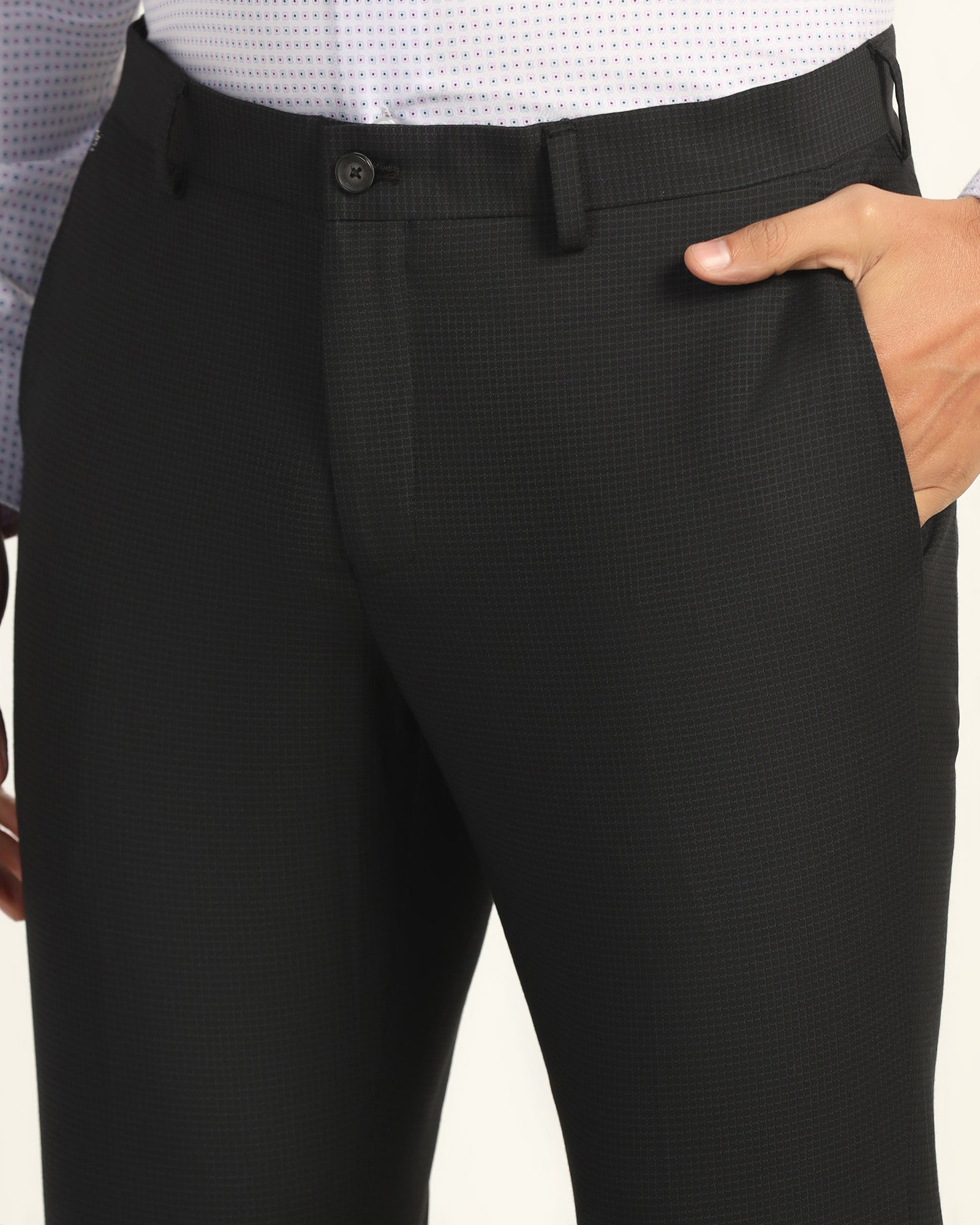 Slim Comfort B-95 Formal Black Check Trouser - Windsor