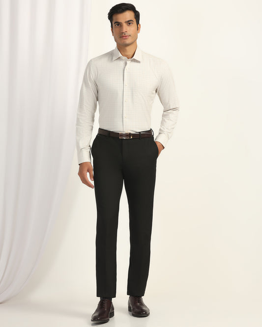 Slim Comfort B-95 Formal Black Solid Trouser - Oak