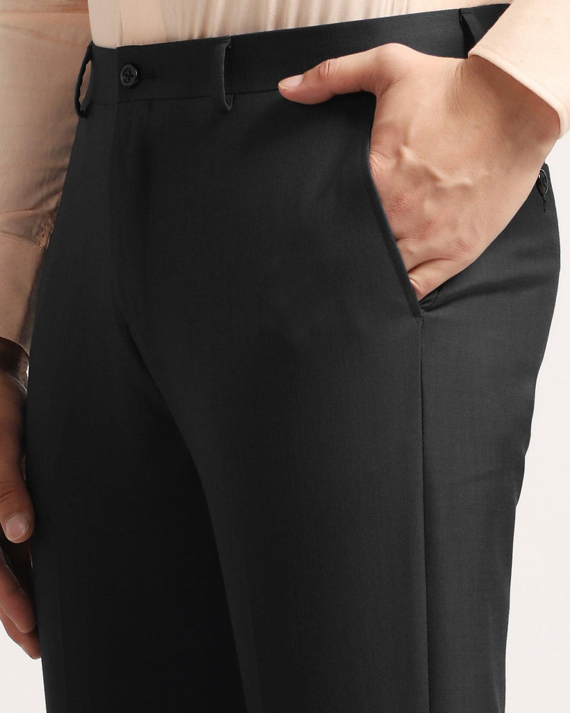 Slim Comfort B-95 Formal Black Solid Trouser - Marina