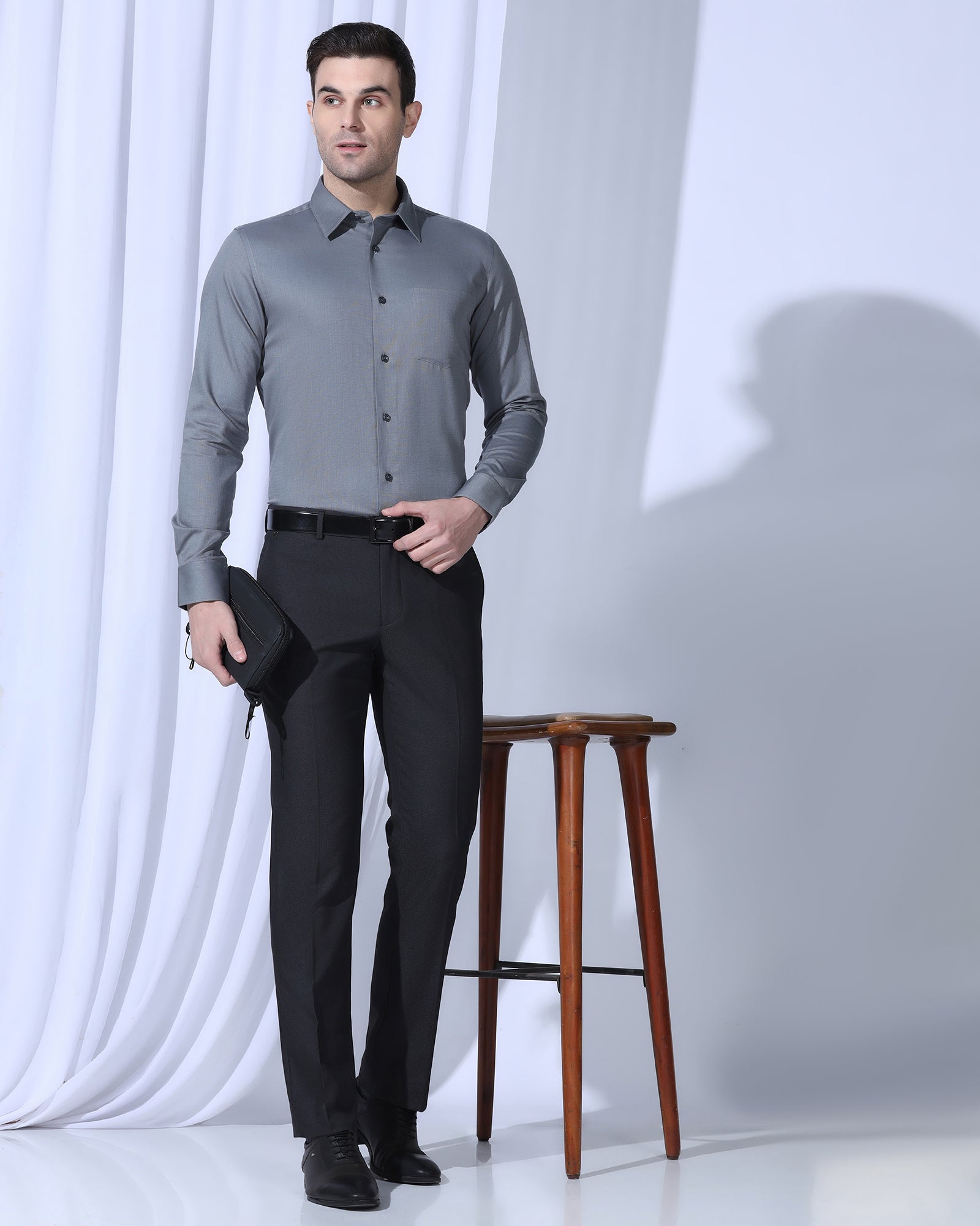 Slim Comfort B-95 Formal Black Textured Trouser - Coach