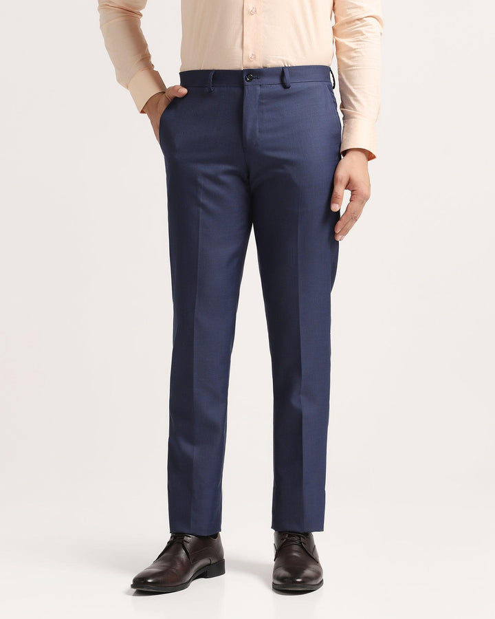 Slim Comfort B-95 Formal Blue Solid Trouser - Marina