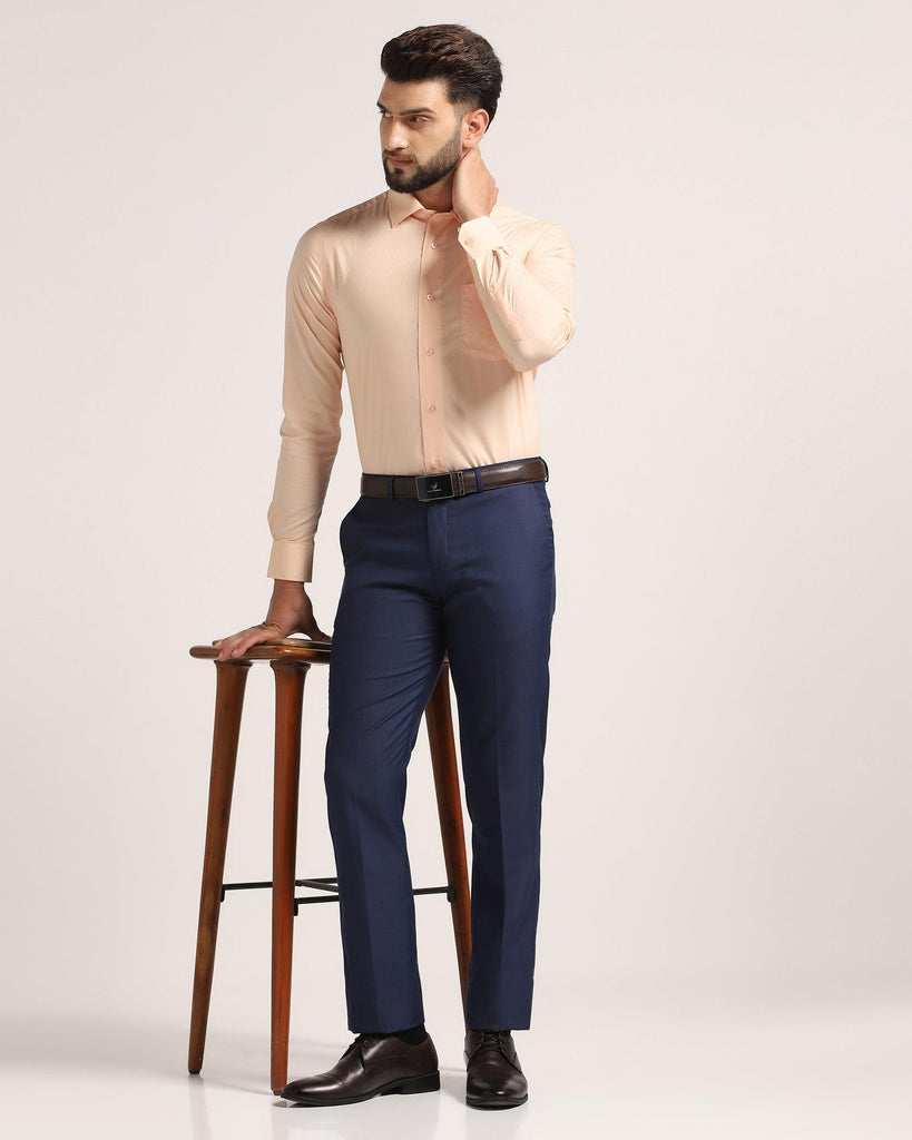 Slim Comfort B-95 Formal Blue Solid Trouser - Marina