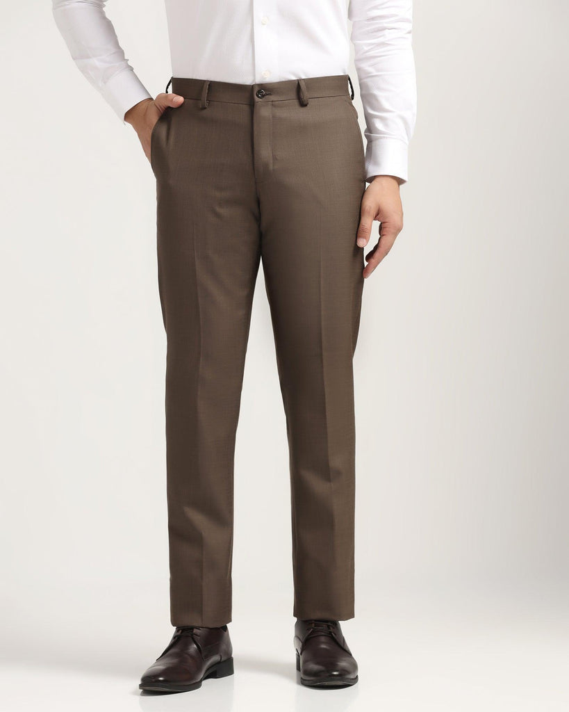 Slim Comfort B-95 Formal Brown Solid Trouser - Marina