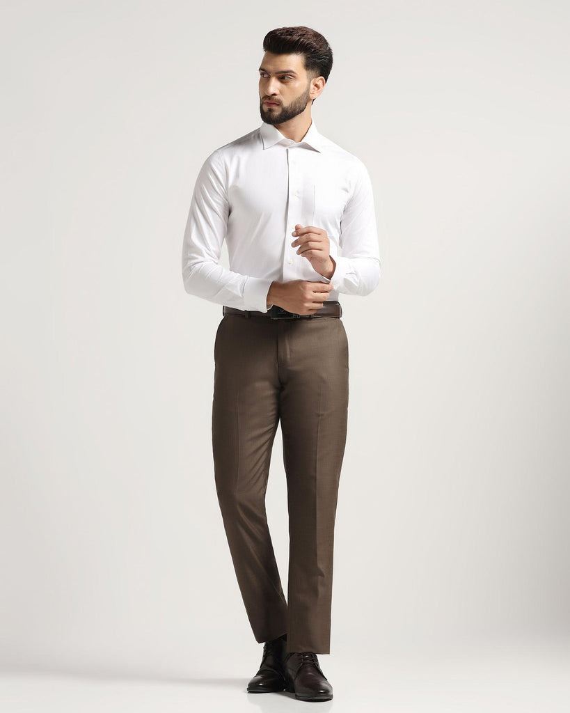 Slim Comfort B-95 Formal Brown Solid Trouser - Marina