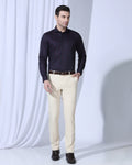 Slim Comfort B-95 Formal Cream Solid Trouser - Oak