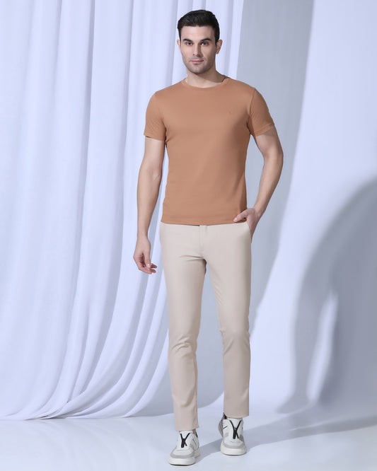 Slim Fit B-91 Casual Beige Textured Khakis - Kary