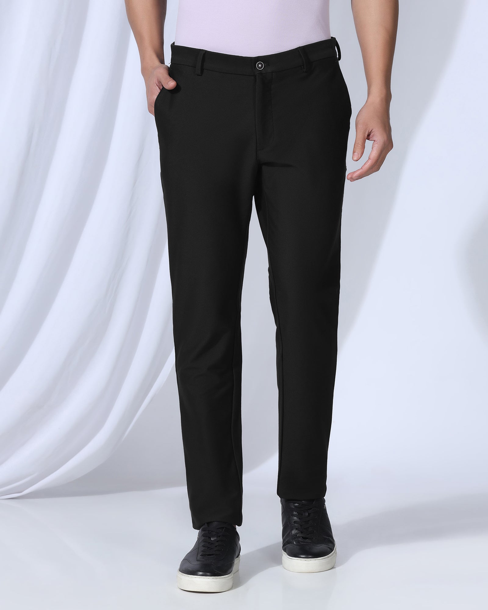 Slim Fit B-91 Casual Black Solid Khakis - Victor