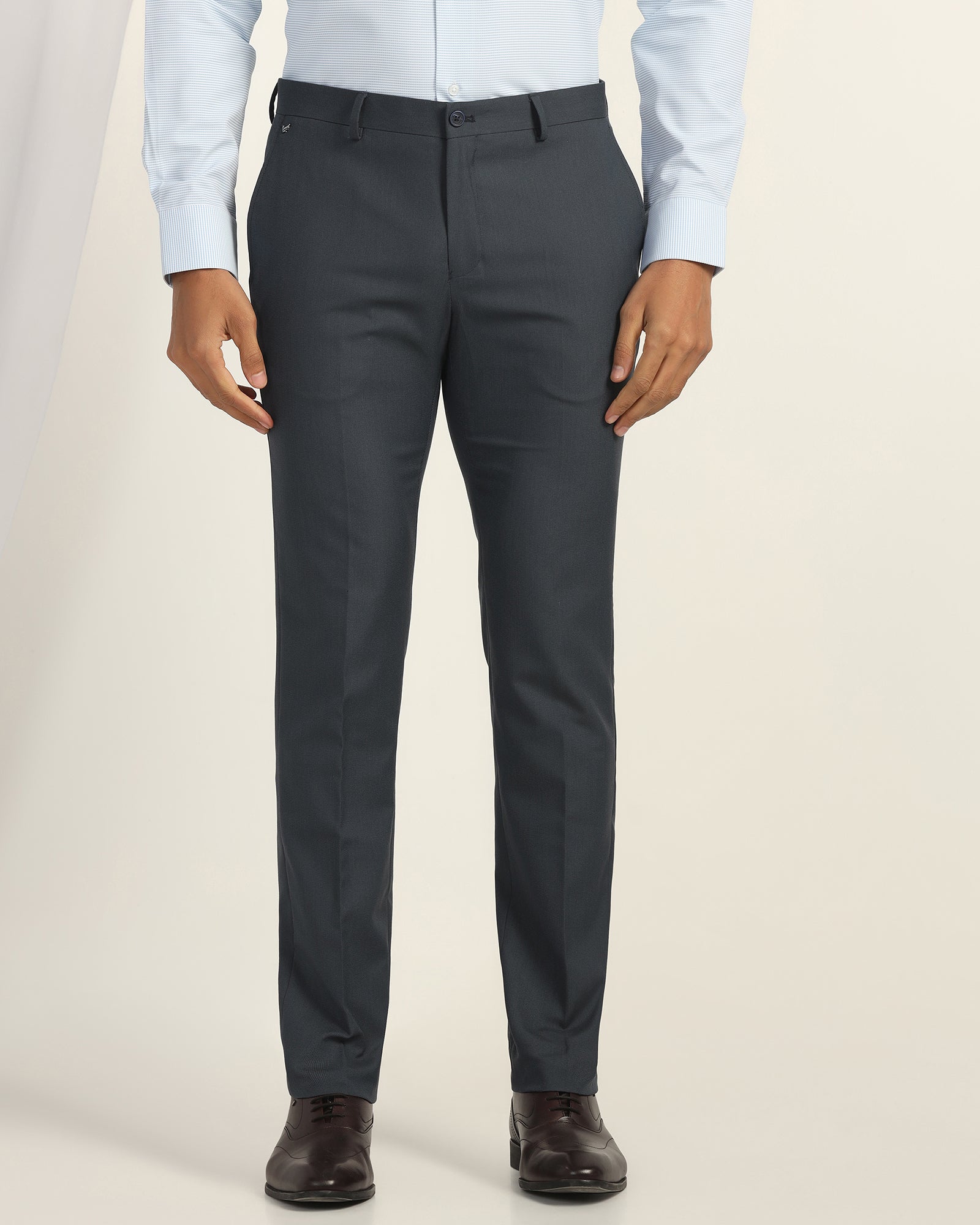 Slim Fit B-91 Formal Navy Textured Trouser - Fendi