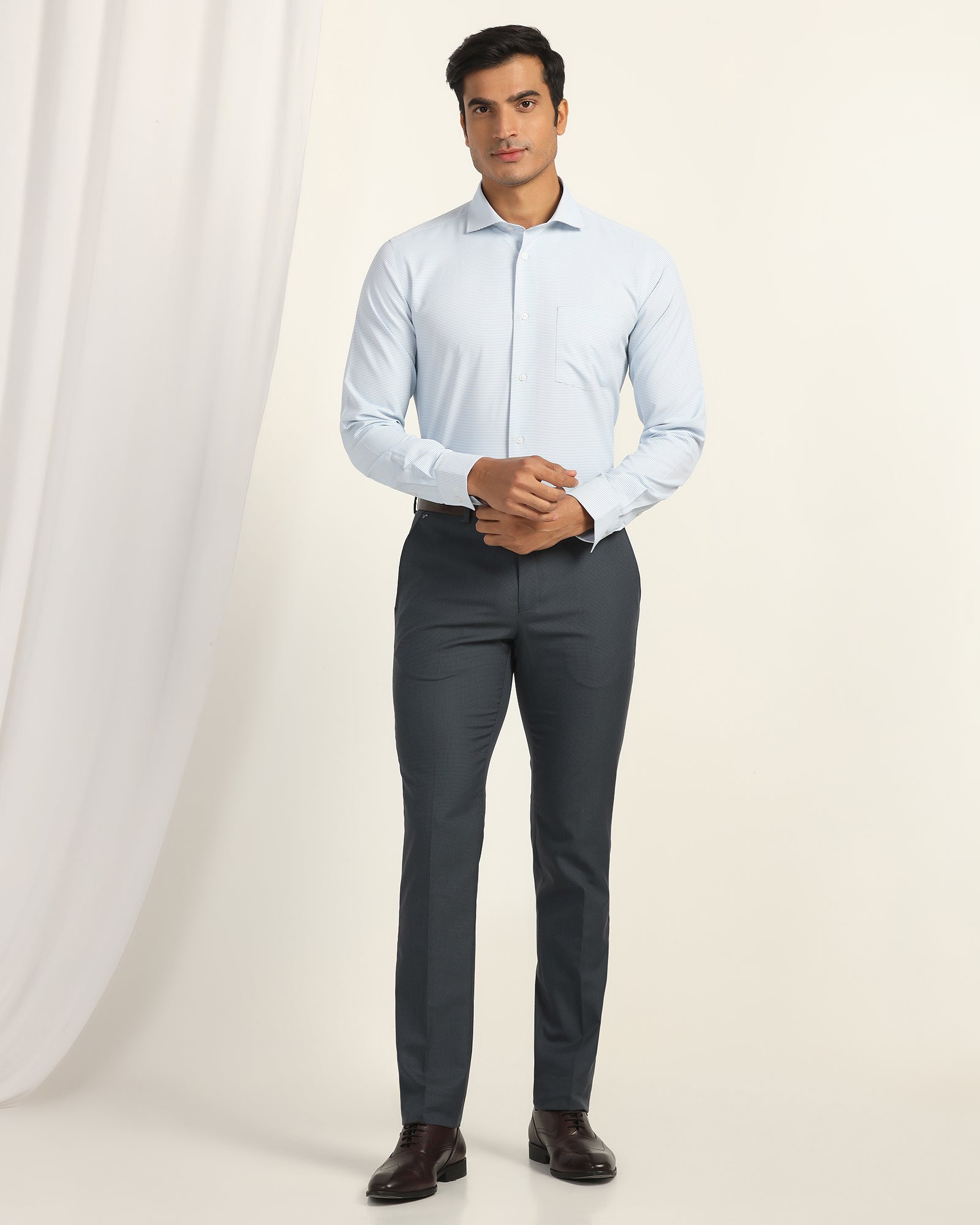 Slim Fit B-91 Formal Navy Textured Trouser - Fendi