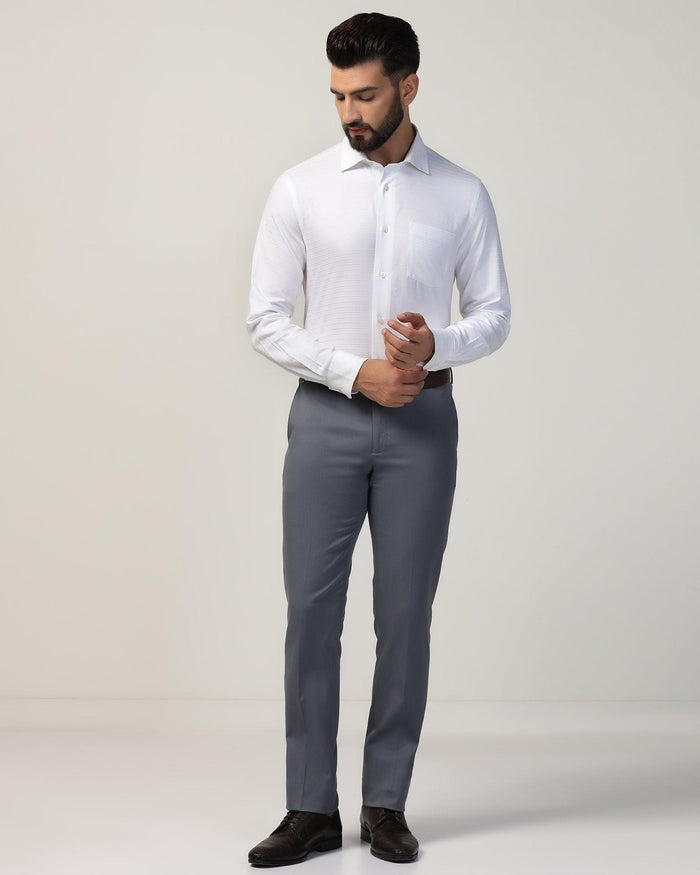 Slim Comfort B-95 Formal Grey Textured Trouser - Tesla