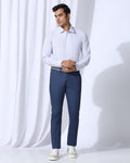 Slim Comfort B-95 Casual Blue Solid Khakis - Androit