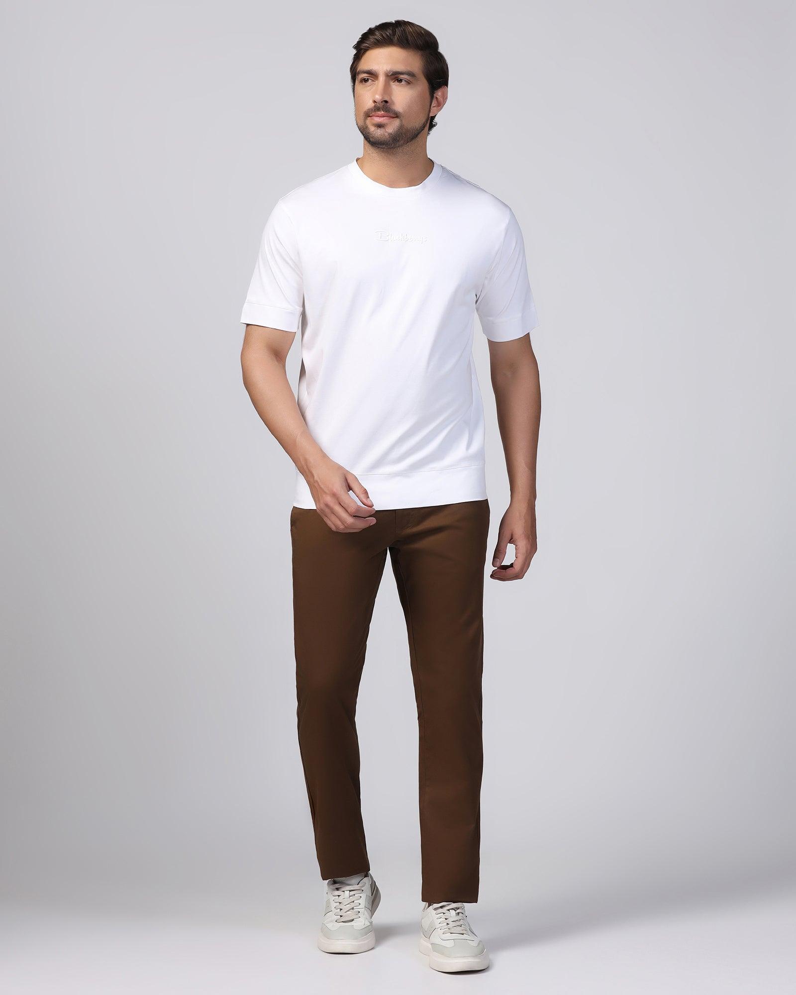 Slim Comfort B-95 Casual Brown Solid Khakis - Marico