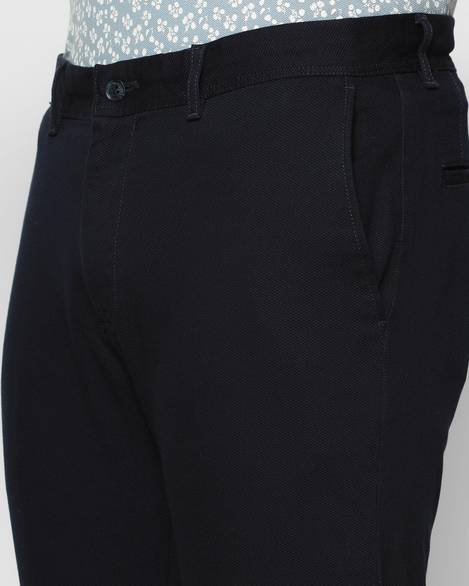 Slim Comfort B-95 Casual Navy Textured Khakis - Kurt - Blackberrys