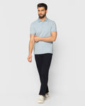Slim Comfort B-95 Casual Navy Textured Khakis - Kurt