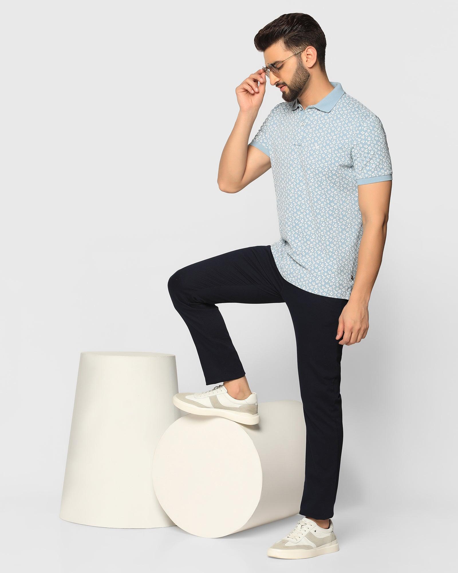 Slim Comfort B-95 Casual Navy Textured Khakis - Kurt - Blackberrys