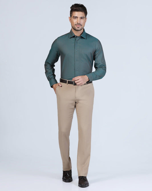 Slim Comfort B-95 Formal Beige Solid Trouser - Eldorado