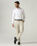 Slim Comfort B-95 Formal Beige Textured Trouser - Flora