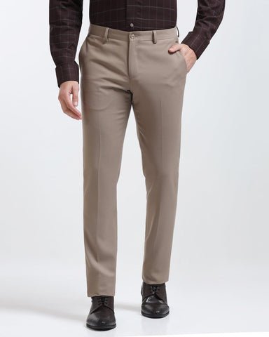 Slim Comfort B-95 Formal Brown Textured Trouser - Mandis