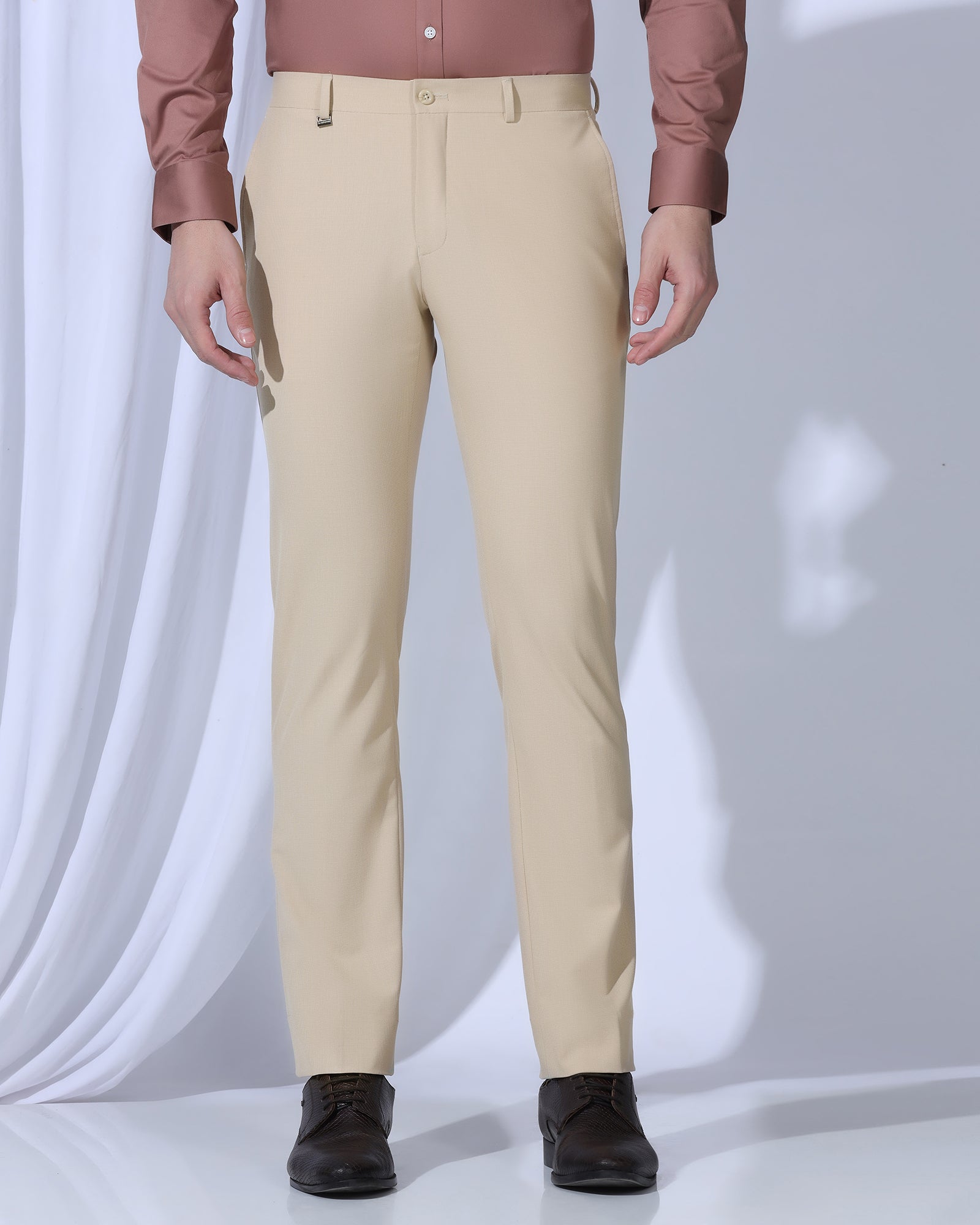Slim Comfort B-95 Formal Beige Textured Trouser - June