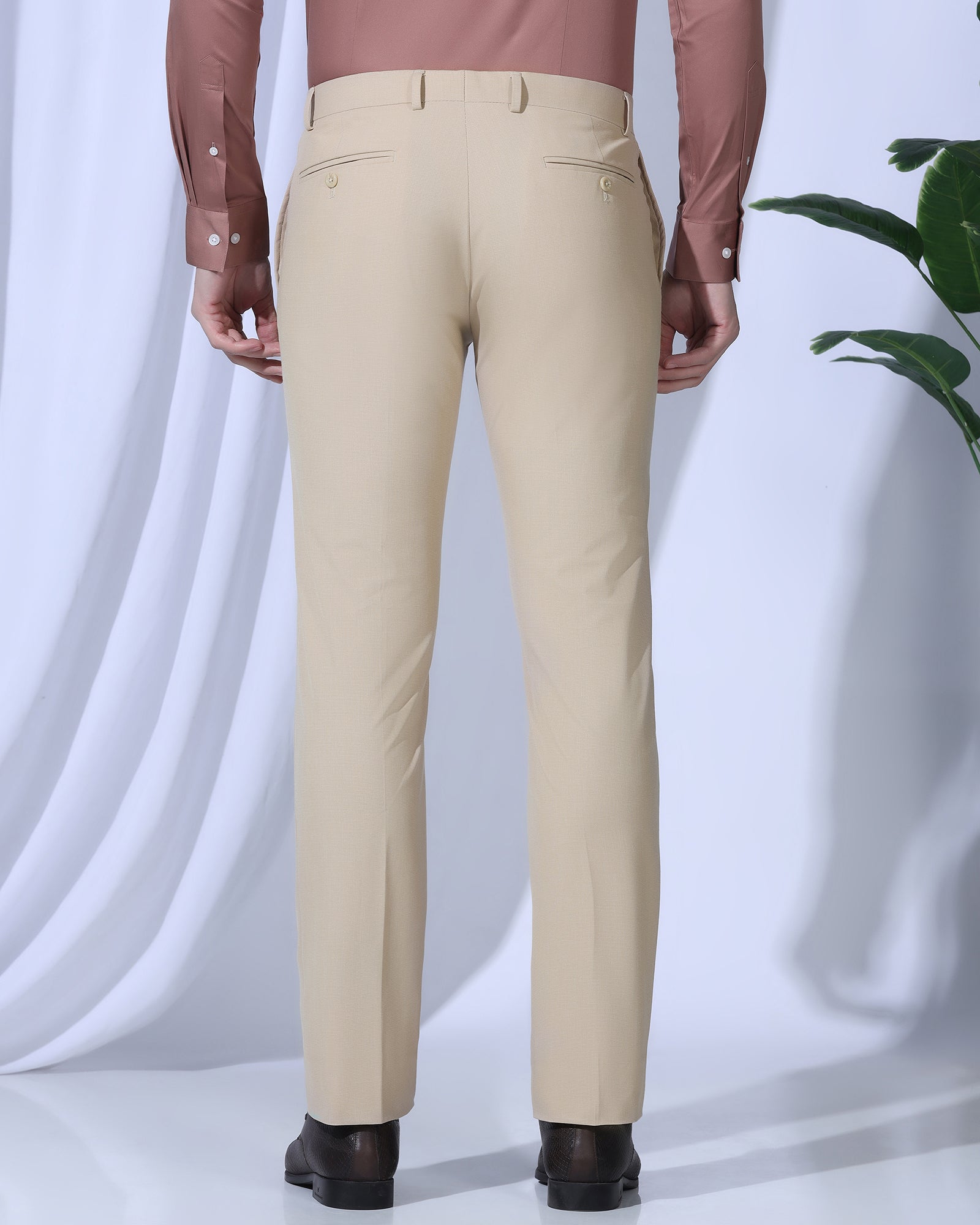Slim Comfort B-95 Formal Beige Textured Trouser - June