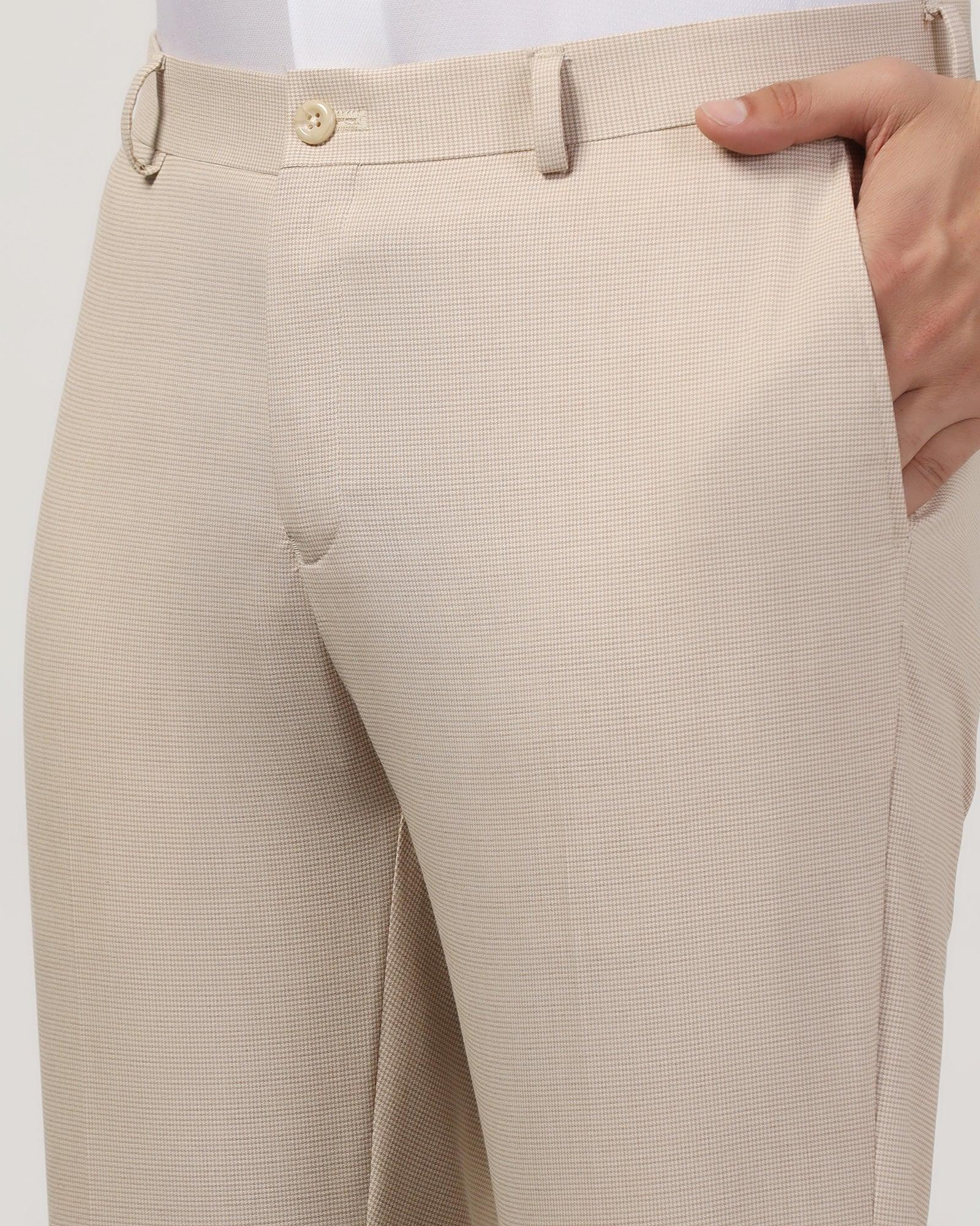 Slim Comfort B-95 Formal Beige Textured Trouser - Misco