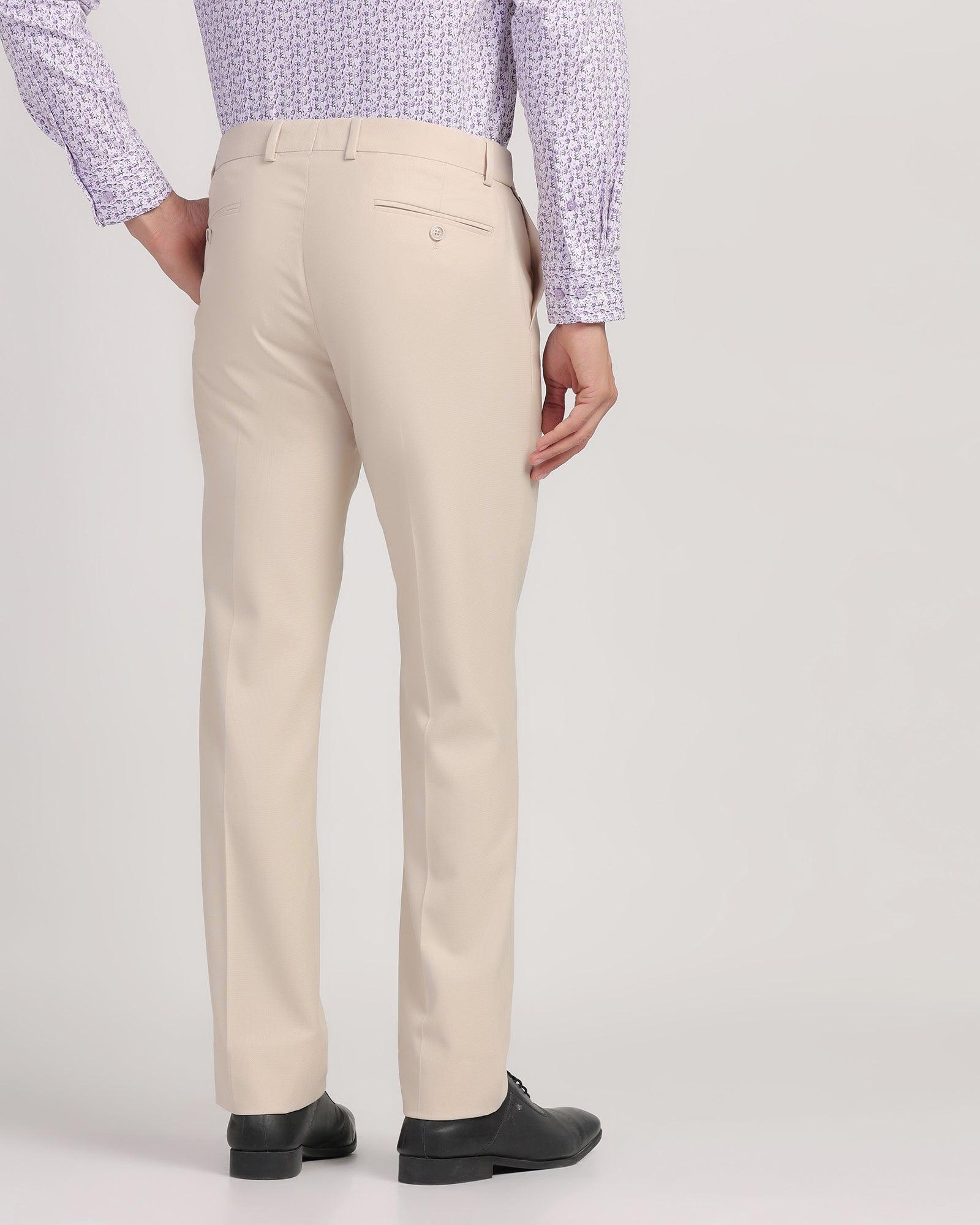 Slim Comfort B-95 Formal Beige Textured Trouser - Passion - Blackberrys