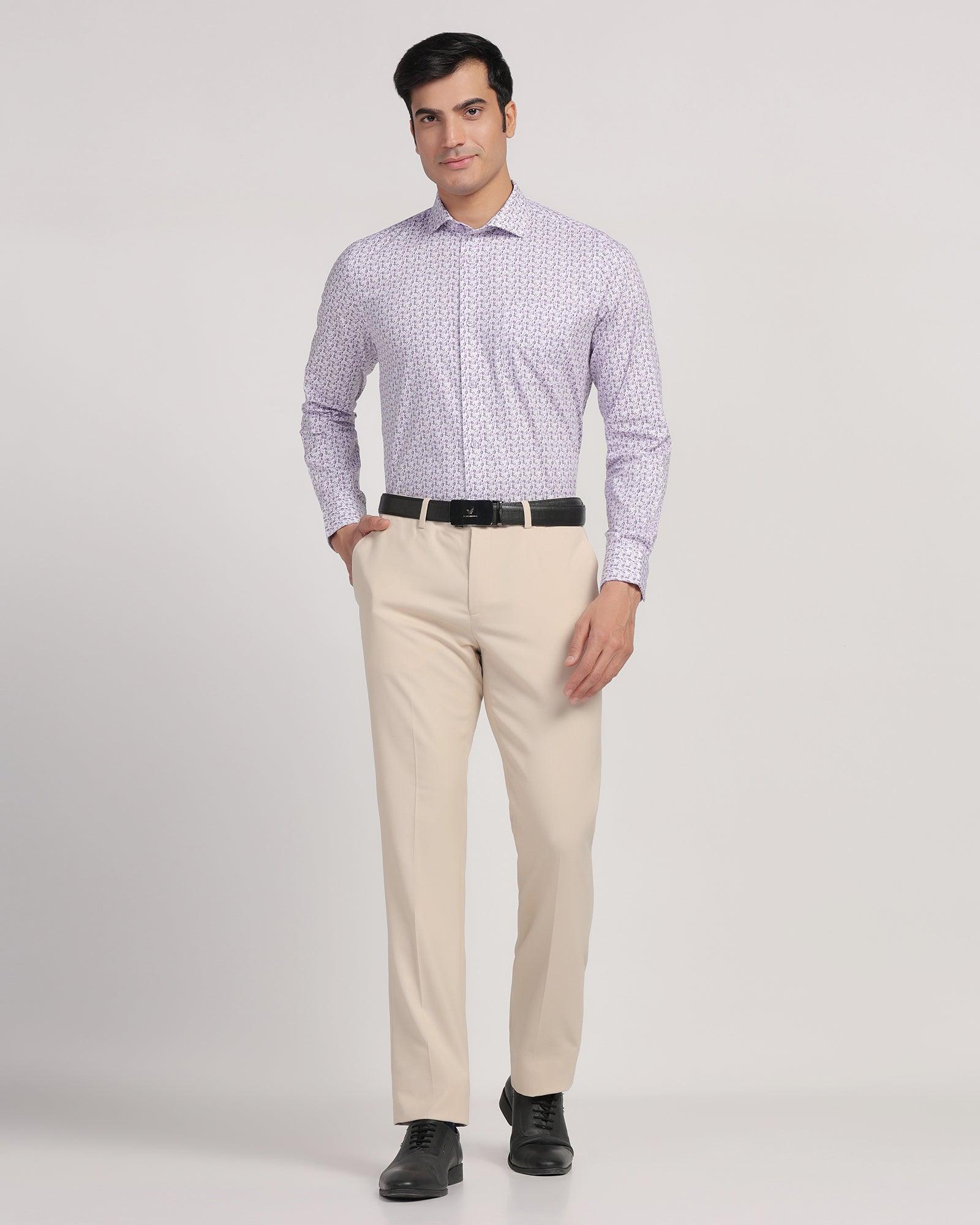 Slim Comfort B-95 Formal Beige Textured Trouser Passion