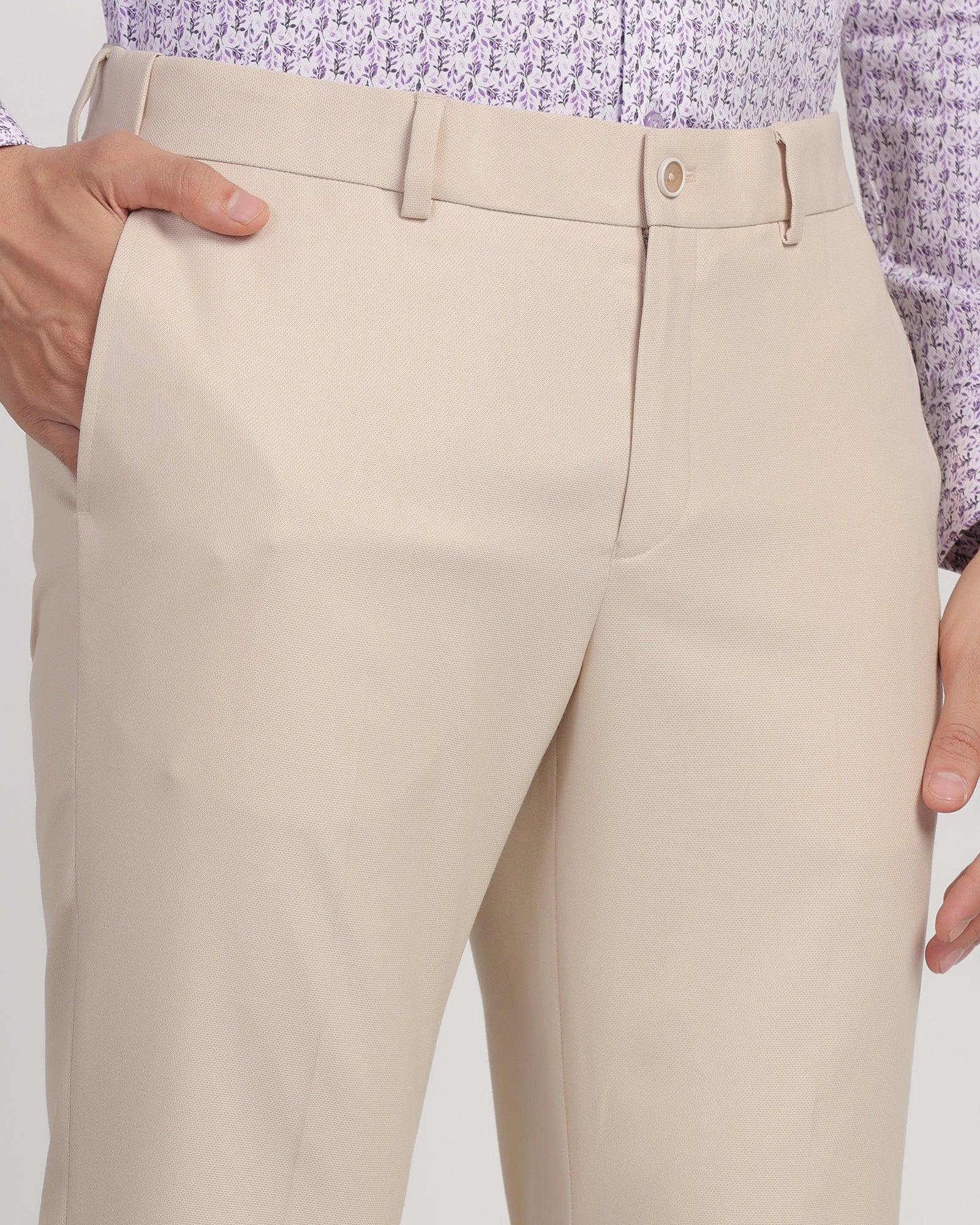 Slim Comfort B-95 Formal Beige Textured Trouser - Passion - Blackberrys